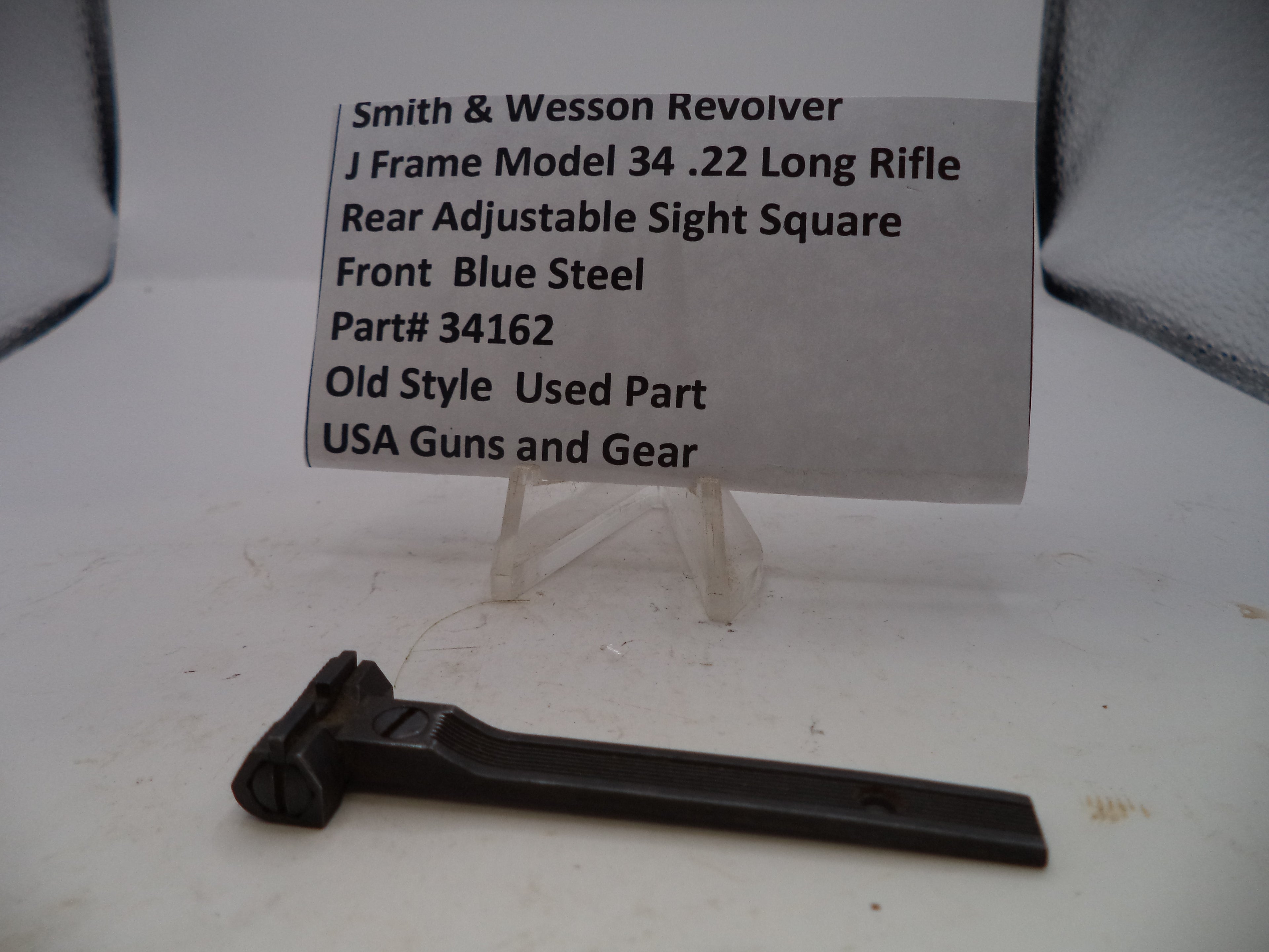 Smith & Wesson J Frame Model 34 Rear Adjustable Sight - Square Front Blue Steel 34162
