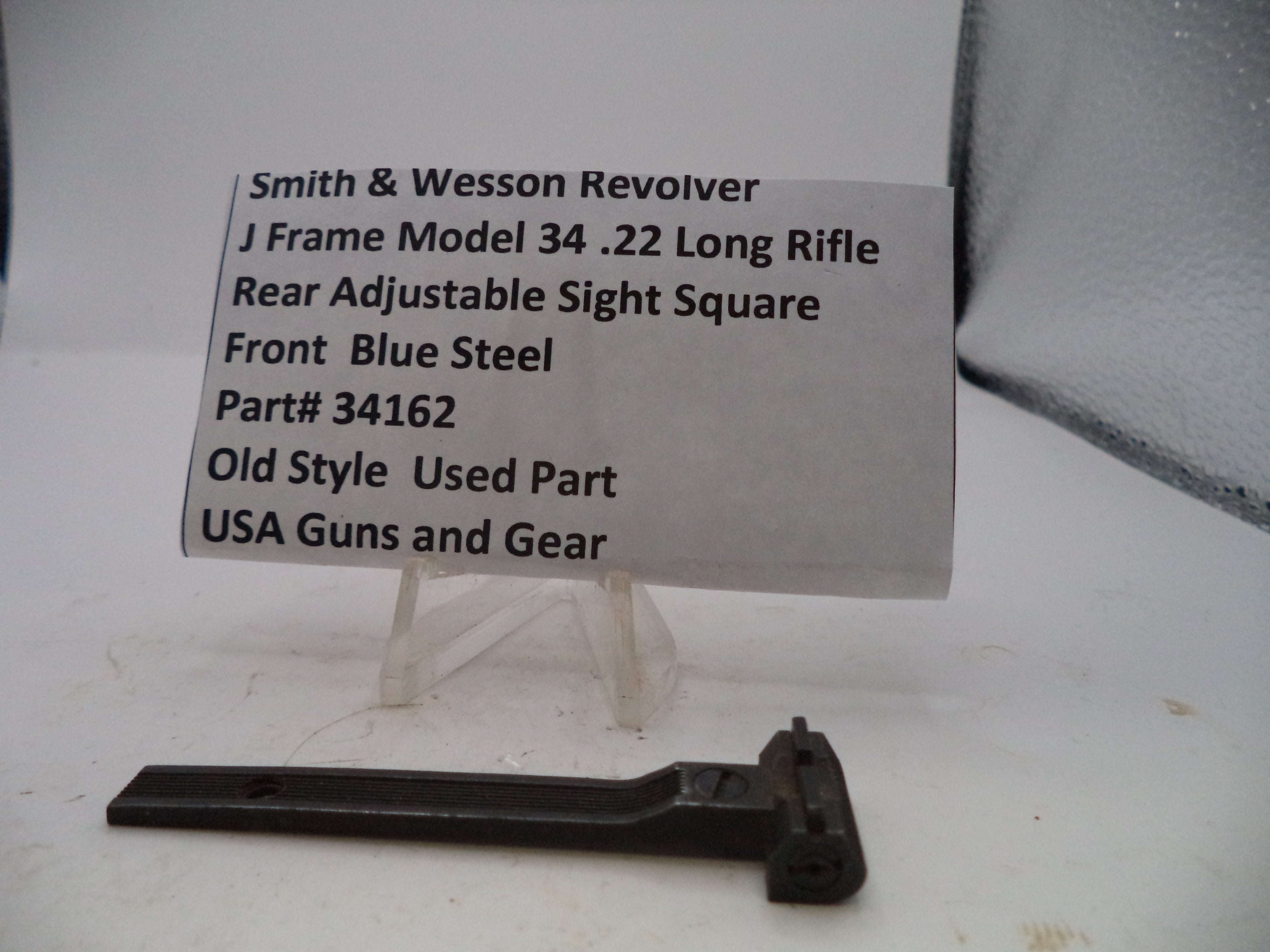 Smith & Wesson J Frame Model 34 Rear Adjustable Sight - Square Front Blue Steel 34162