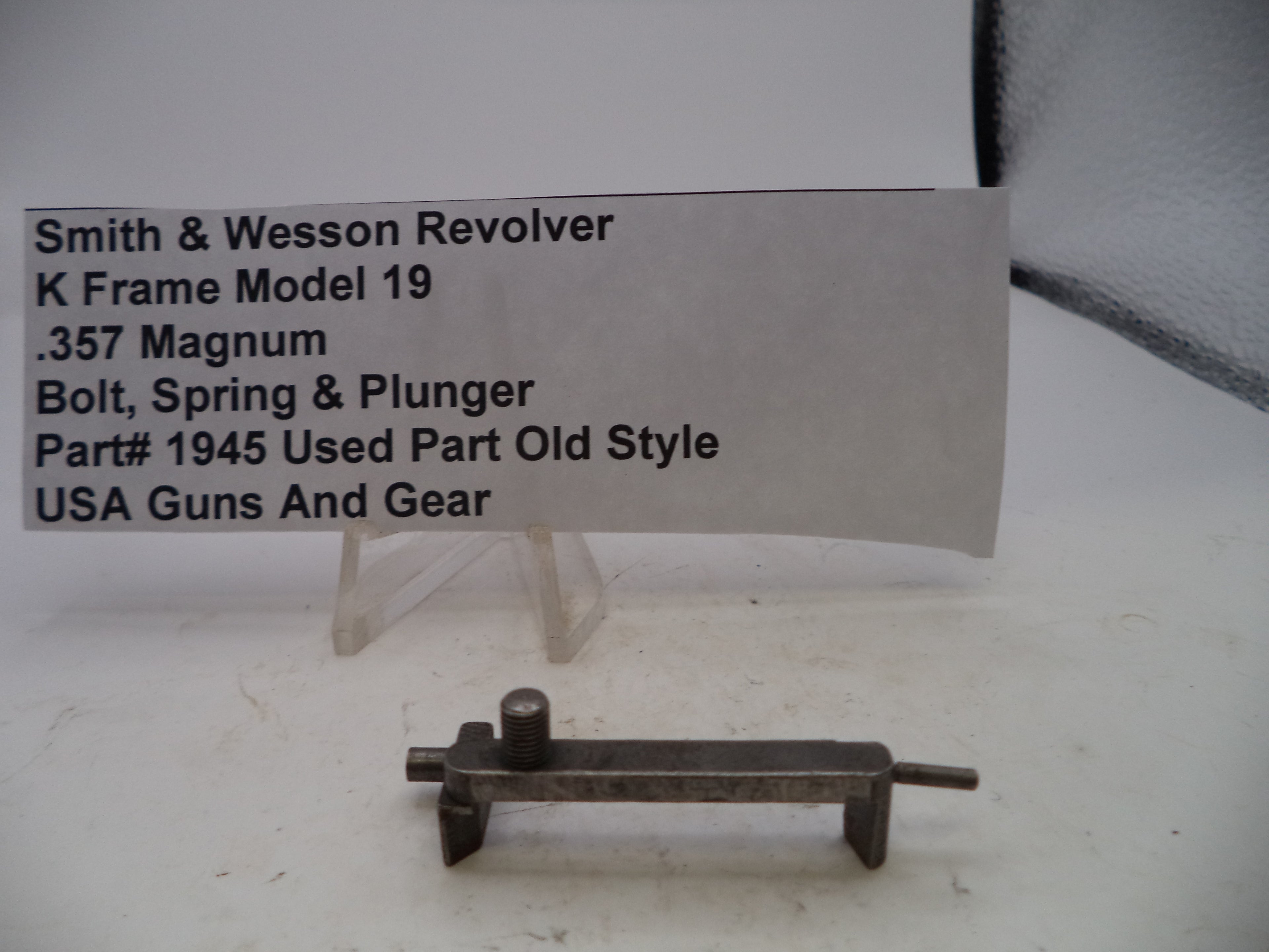 Smith & Wesson K Frame Model 19Bolt, Spring and Plunger .357 Magnum 1945