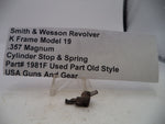 1981F Smith & Wesson K Frame Model 19 Cylinder Stop & Spring .357 Magnum