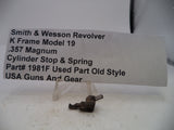 1981F Smith & Wesson K Frame Model 19 Cylinder Stop & Spring .357 Magnum