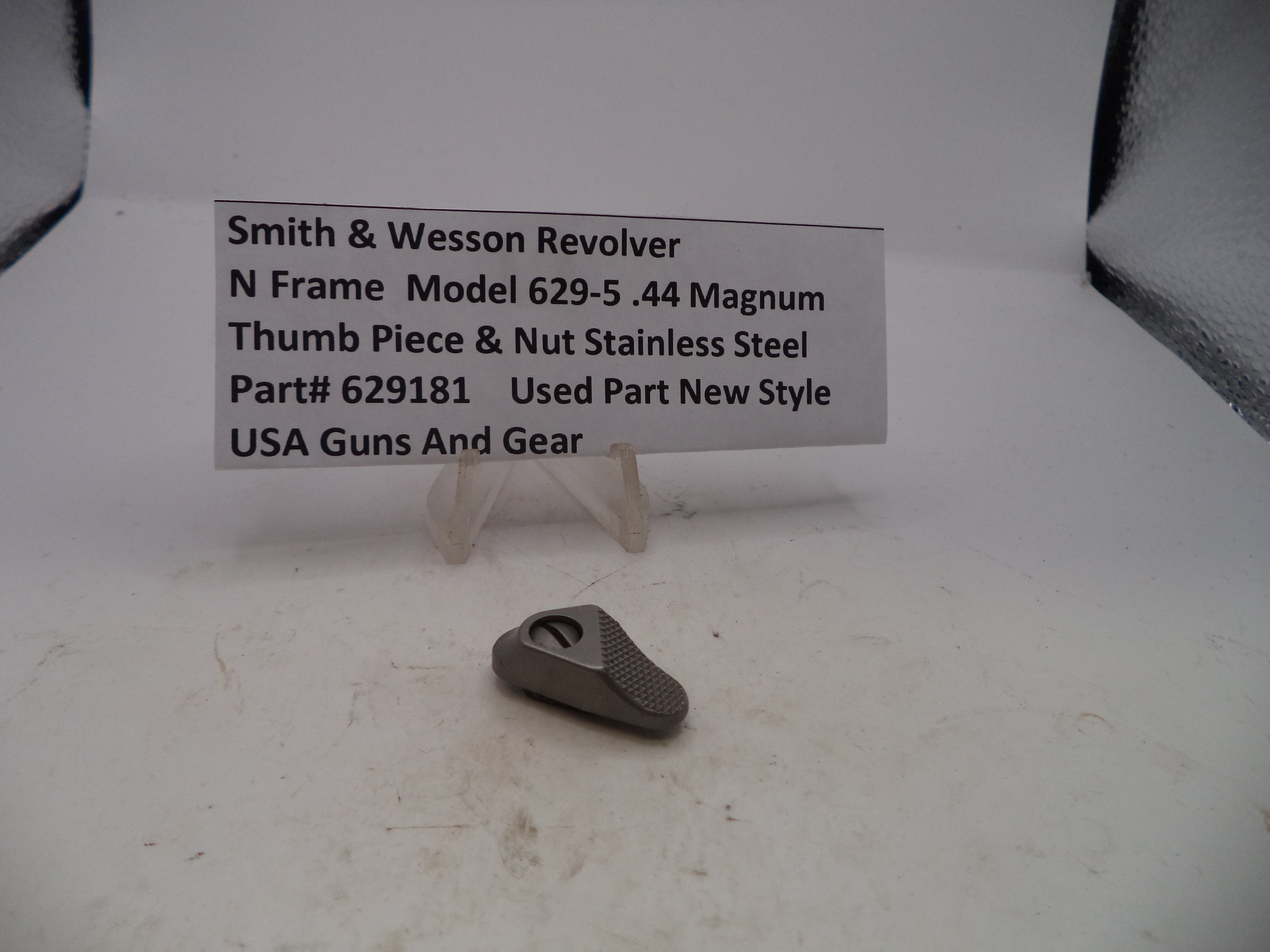 629181 S&W N Frame Model 629-5  Thumb Piece & Nut Stainless Steel .44 Magnum