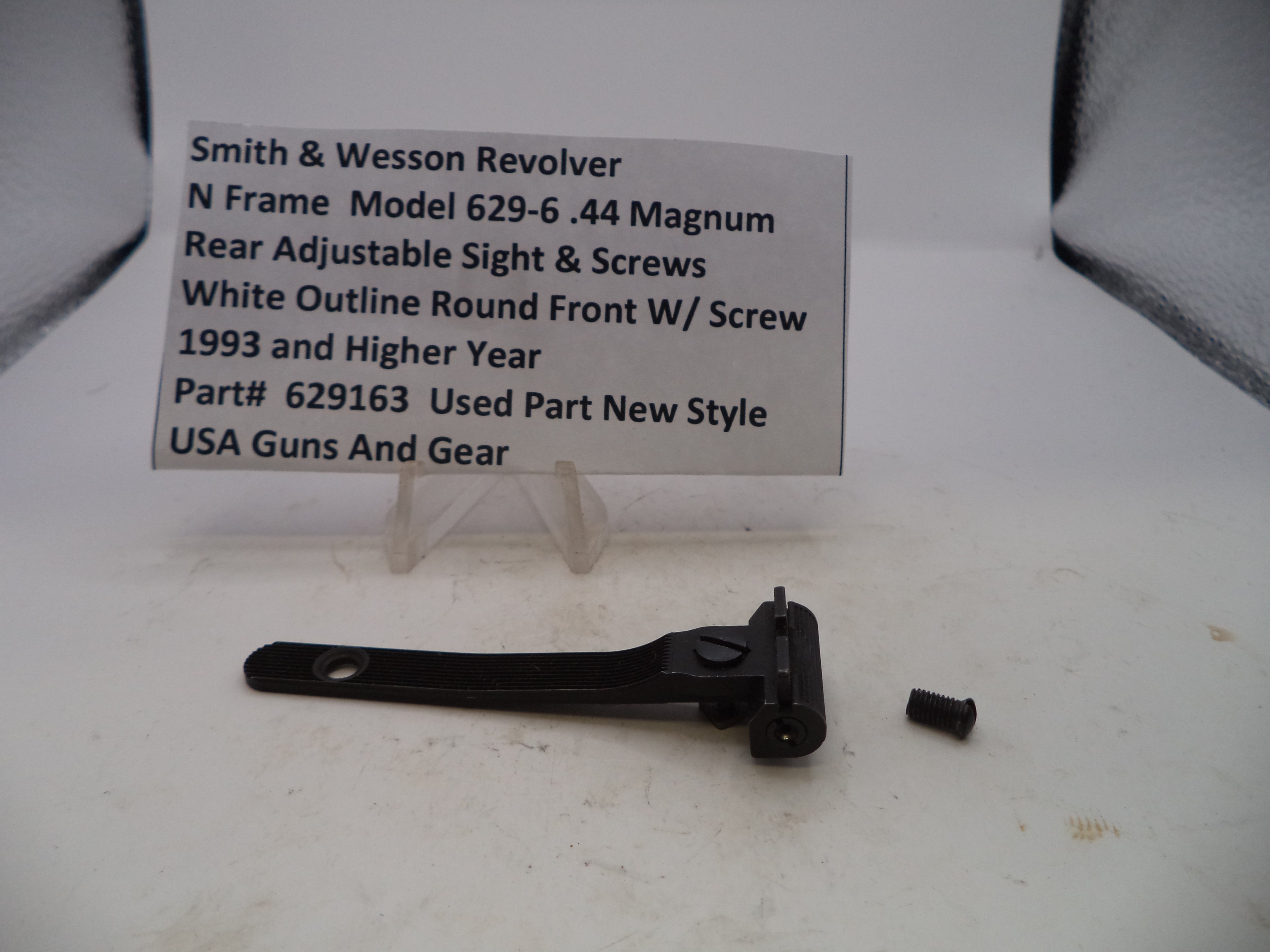 Smith & Wesson N Frame Model 629-6 Rear Adjustable Sight - White Outline .44 Magnum 629163