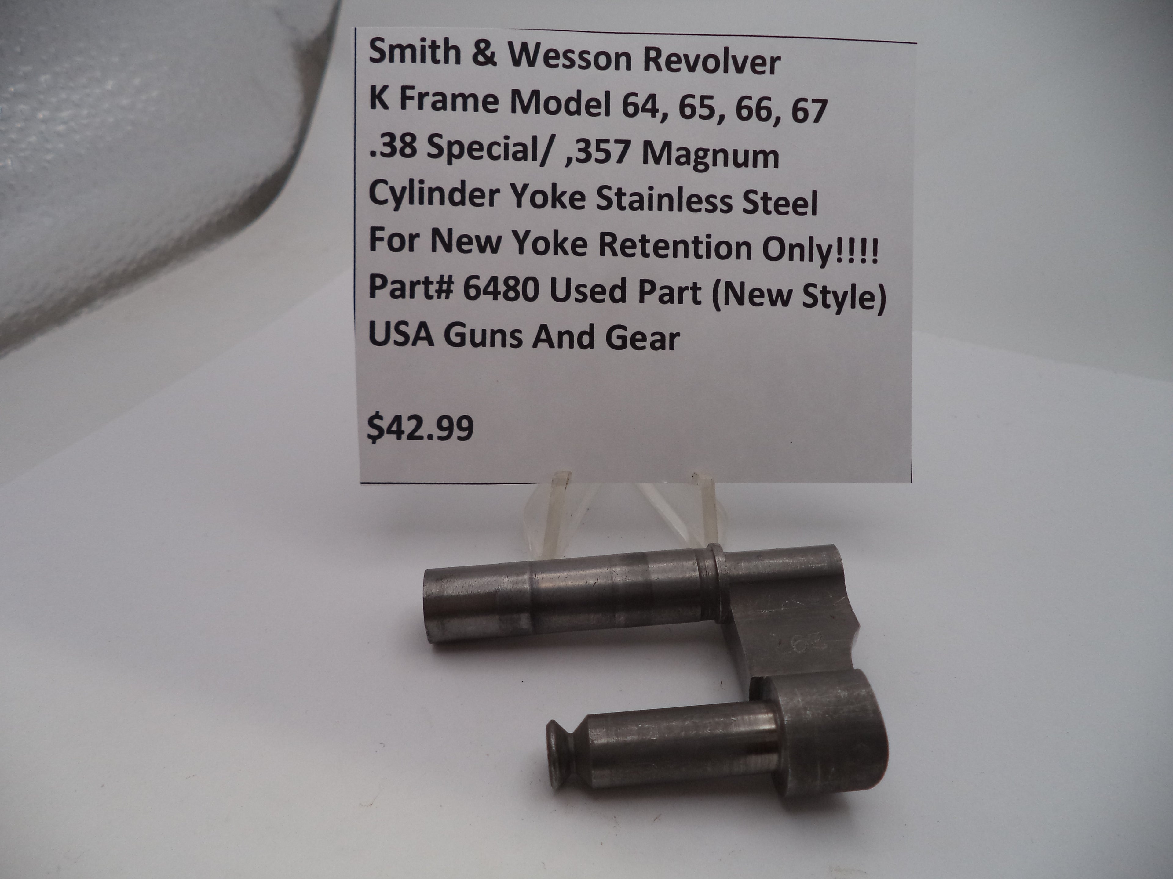 Smith & Wesson K Frame Cylinder Yoke (Crane) - Models 64/65/66/67 - Stainless Steel - New Retention Design - Used OEM Part 6480