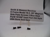 S&W K Frame Model 19-3 Side Plate Screws (3) Blue .357 Magnum 19160B