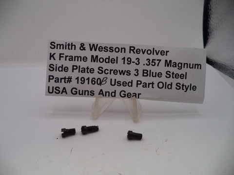 S&W K Frame Model 19-3 Side Plate Screws (3) Blue .357 Magnum 19160B