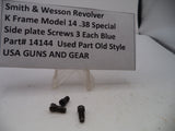 S&W K Frame Model 14  Side Plate Screws (3) Blue  .38 Special 14144