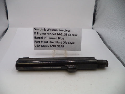 Smith & Wesson K Frame Model 14-2 Barrel 6" Pinned Blue .38 SPL 14J