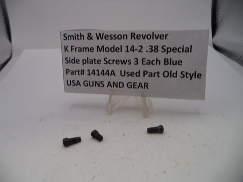 S&W K Frame Model 14-2 Side Plate Screws (3) Blue  .38 Special 14144A