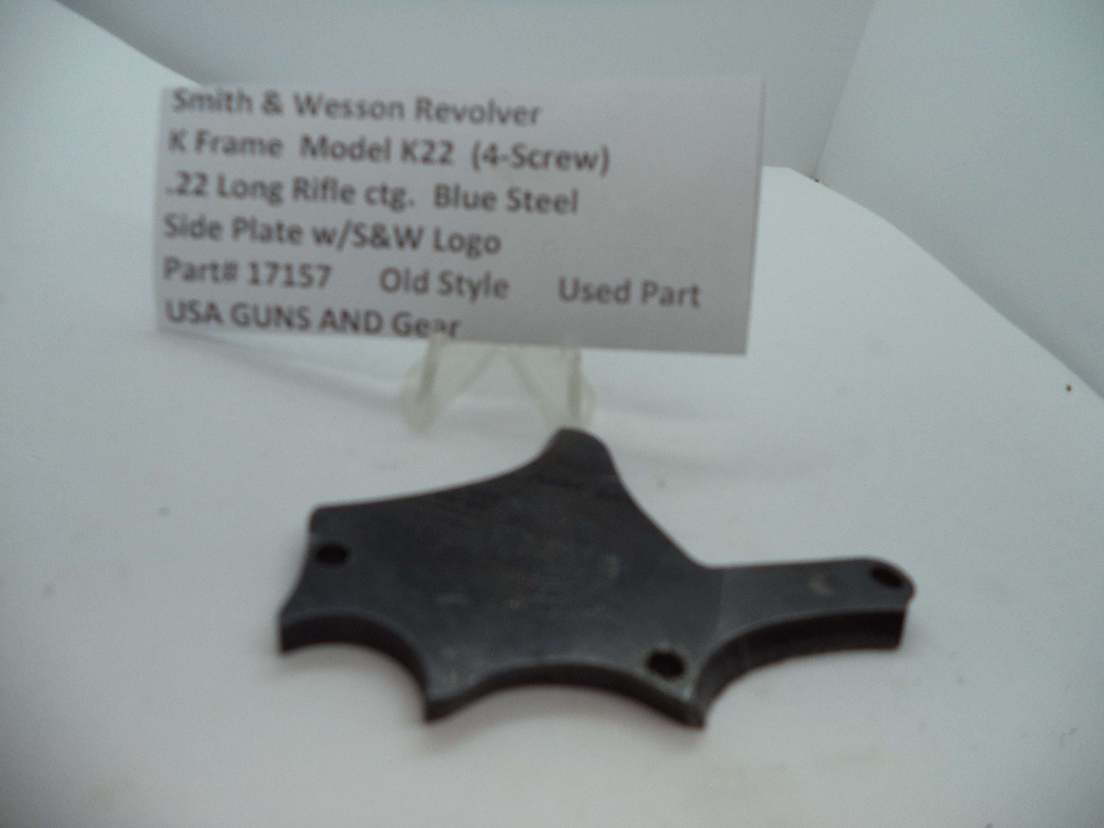 17157 S&W K Frame Model K22 (4-Screw) Side Plate Blue .22 Long Rifle ctg