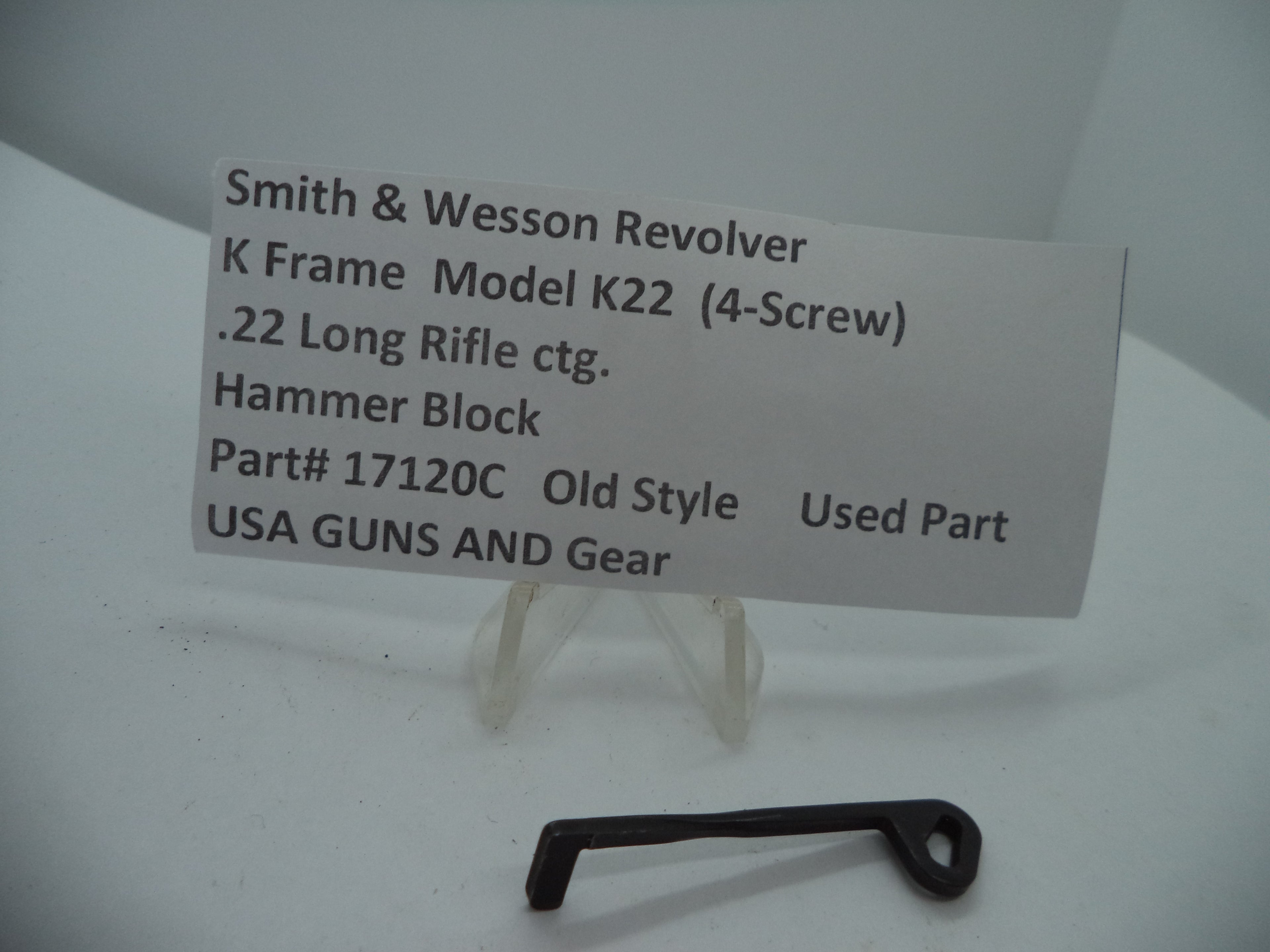 Smith & Wesson Revolver K Frame Model K22 (4-Screw) Hammer Block .22 Long Rifle 17120C