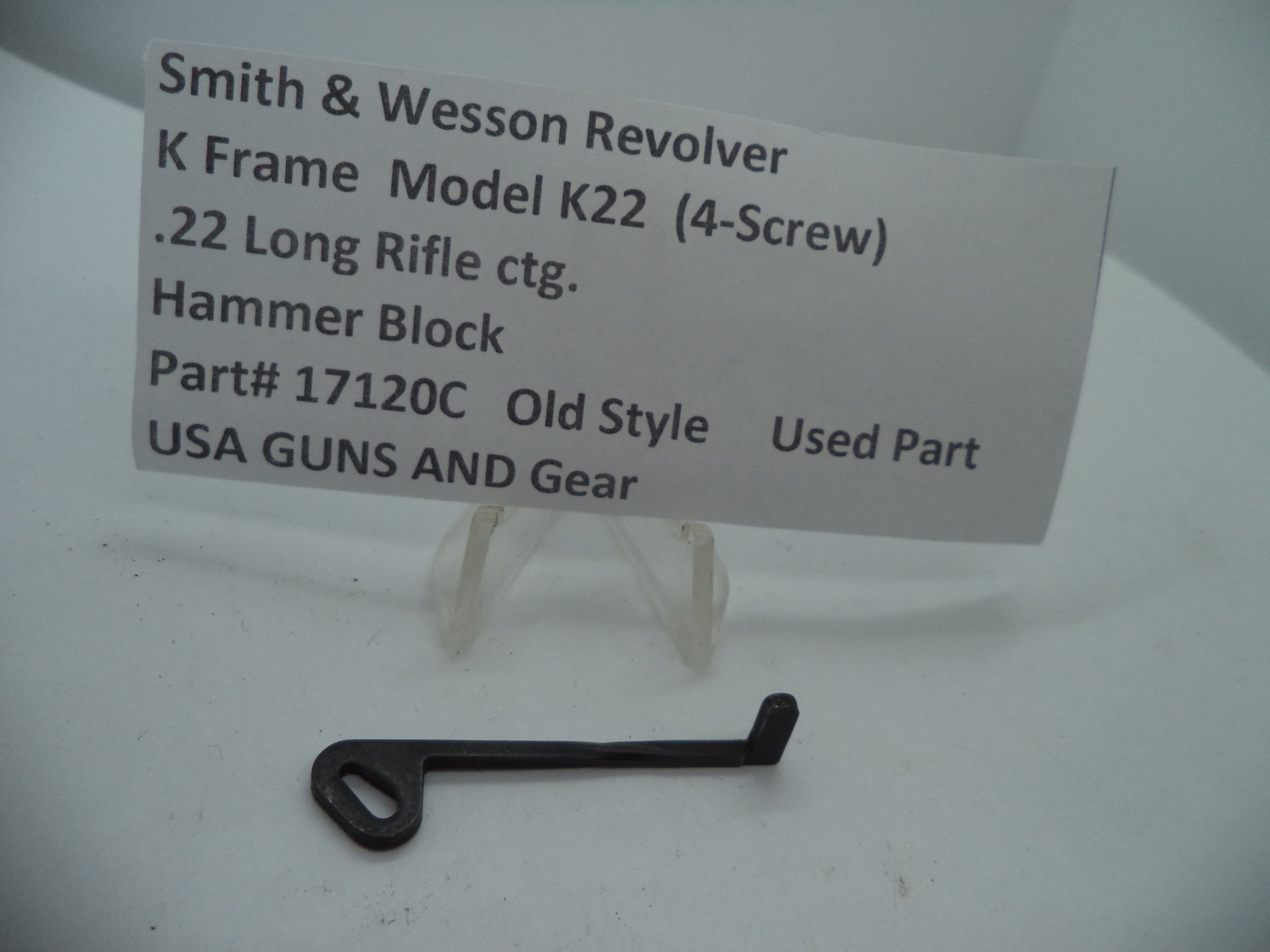 Smith & Wesson Revolver K Frame Model K22 (4-Screw) Hammer Block .22 Long Rifle 17120C