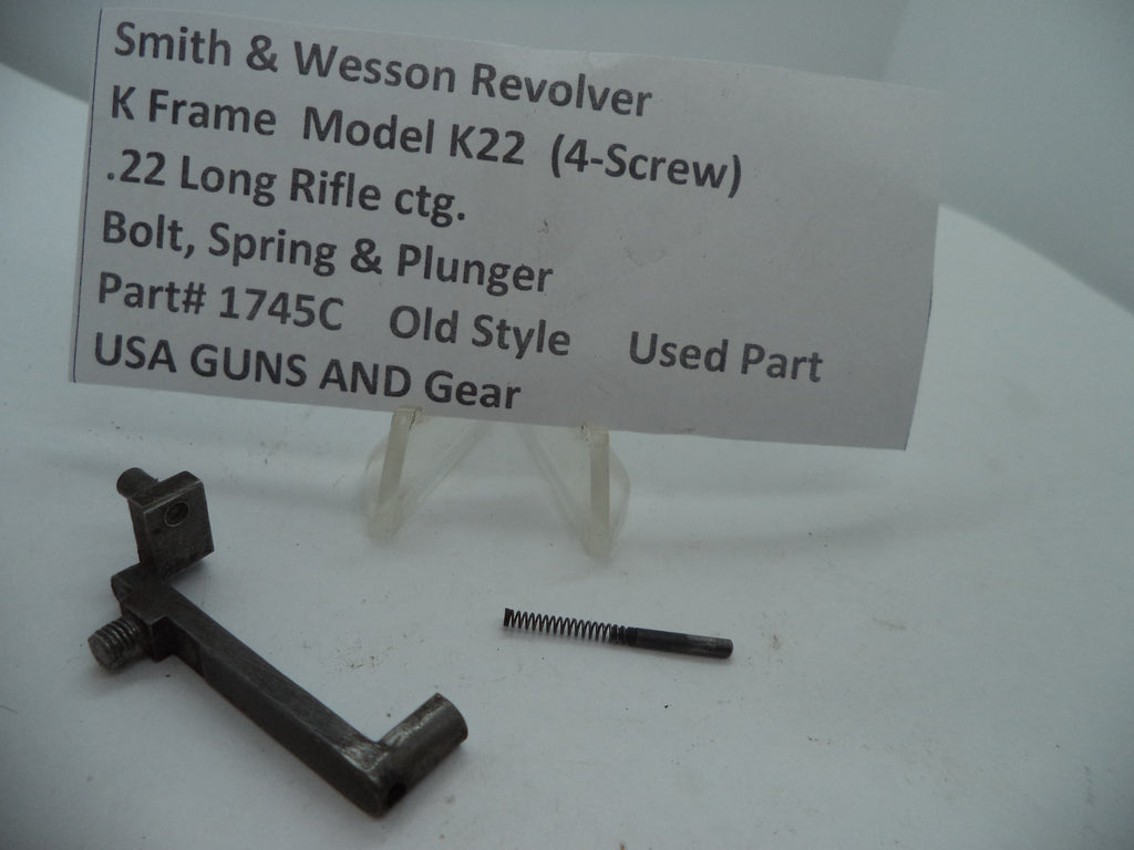 1745C S&W K Frame Model K22 (4-Screw) Bolt, Spring & Plunger .22 Long Rifle