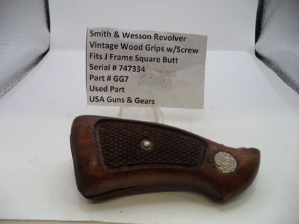 Smith & Wesson J Frame Square Butt Vintage Wood Grip w/Screw GG7