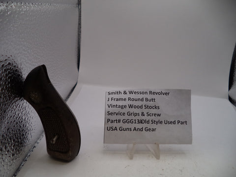 S&W J Frame Vintage Wood Grips & Screw Round Butt only Used Part GGG13A