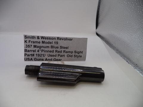 S&W K Model 19 Pinned Barrel 4"  Red Ramp Sight Blue Steel 1921D