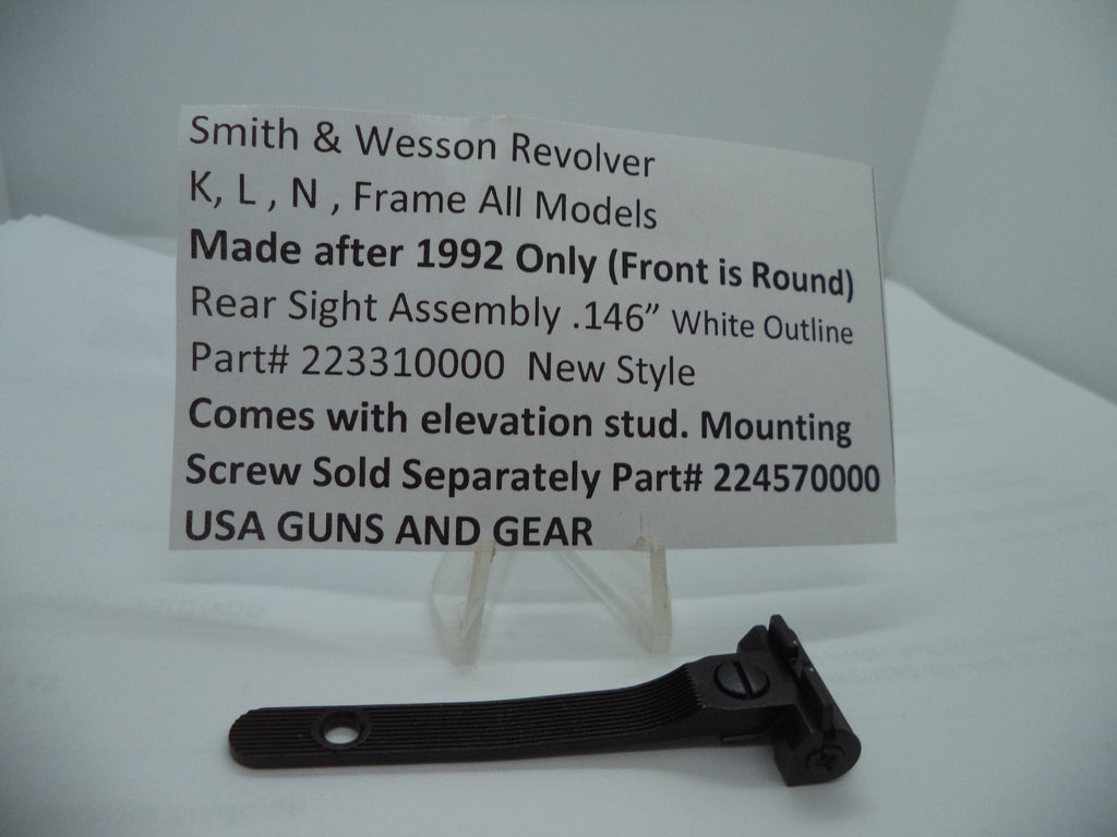 223310000 Smith & Wesson New K, L, N Frame Rear Sight Assembly 146" White Outline -                                USA Guns And Gear-Your Favorite Gun Parts Store