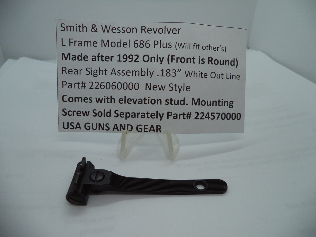 Smith & Wesson L Frame 686 Plus Rear Sight Assembly - 1.835" White Outline 226060000