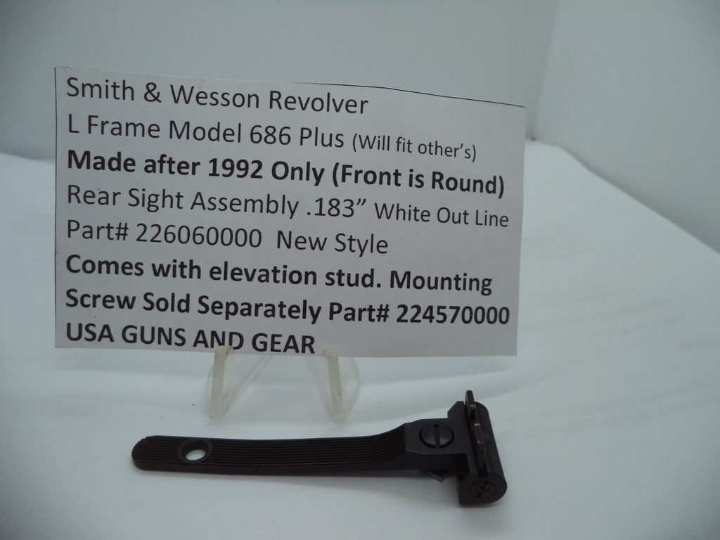 Smith & Wesson L Frame 686 Plus Rear Sight Assembly - 1.835" White Outline 226060000