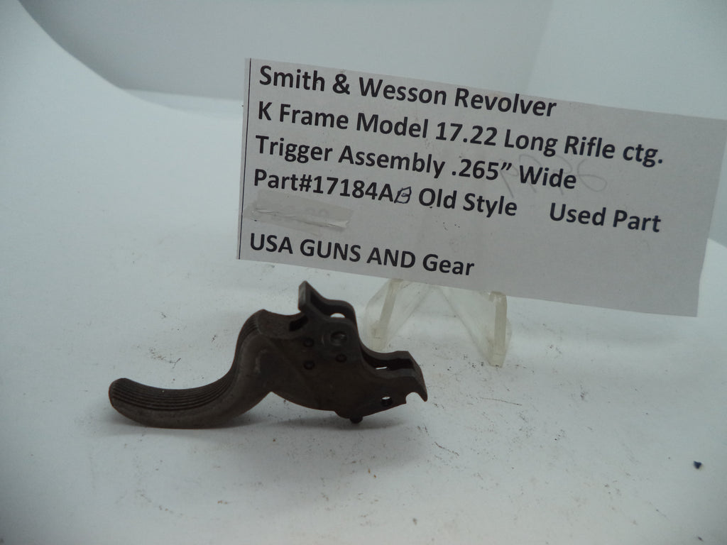 Smith & Wesson K Frame Model 17 Trigger Assembly - Used OEM Part .22 LR .265" Width