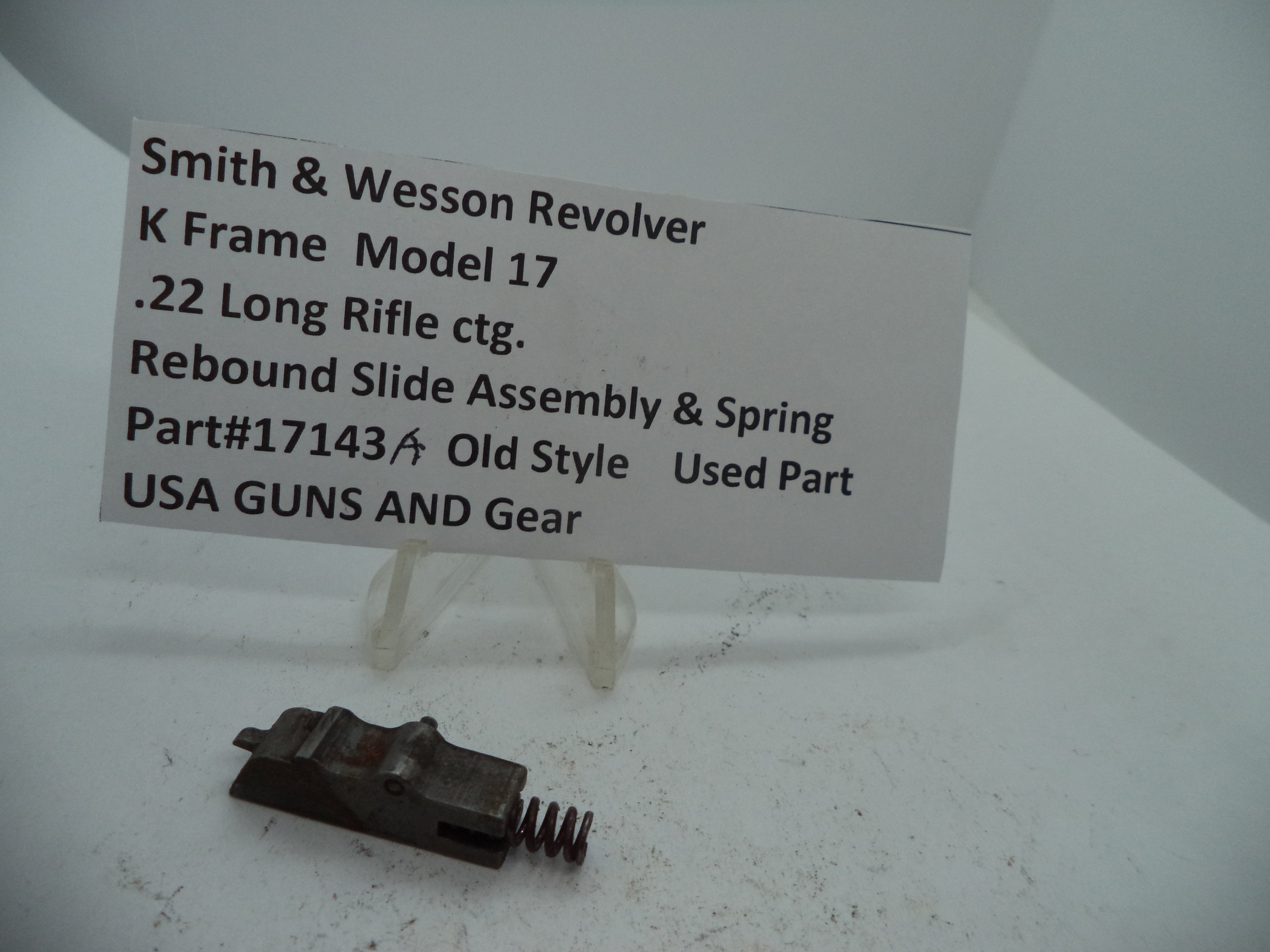Smith & Wesson K Frame Rebound Slide & Spring - Used OEM Part - .22 LR - Model 17 - Old Style - 17143A