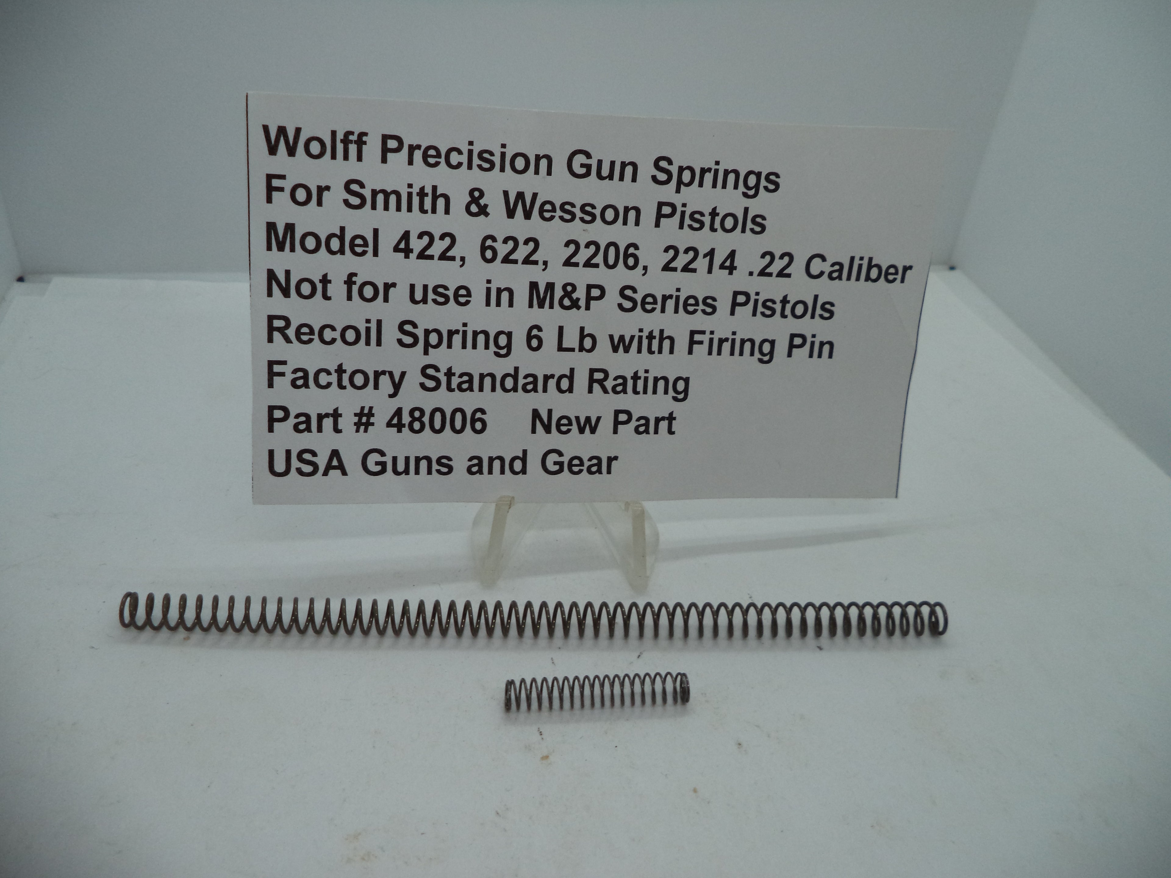 Wolff Recoil Spring with Firing Pin for S&W Model 422/622/2206/2214 .22LR - 6 LB | Part 48006