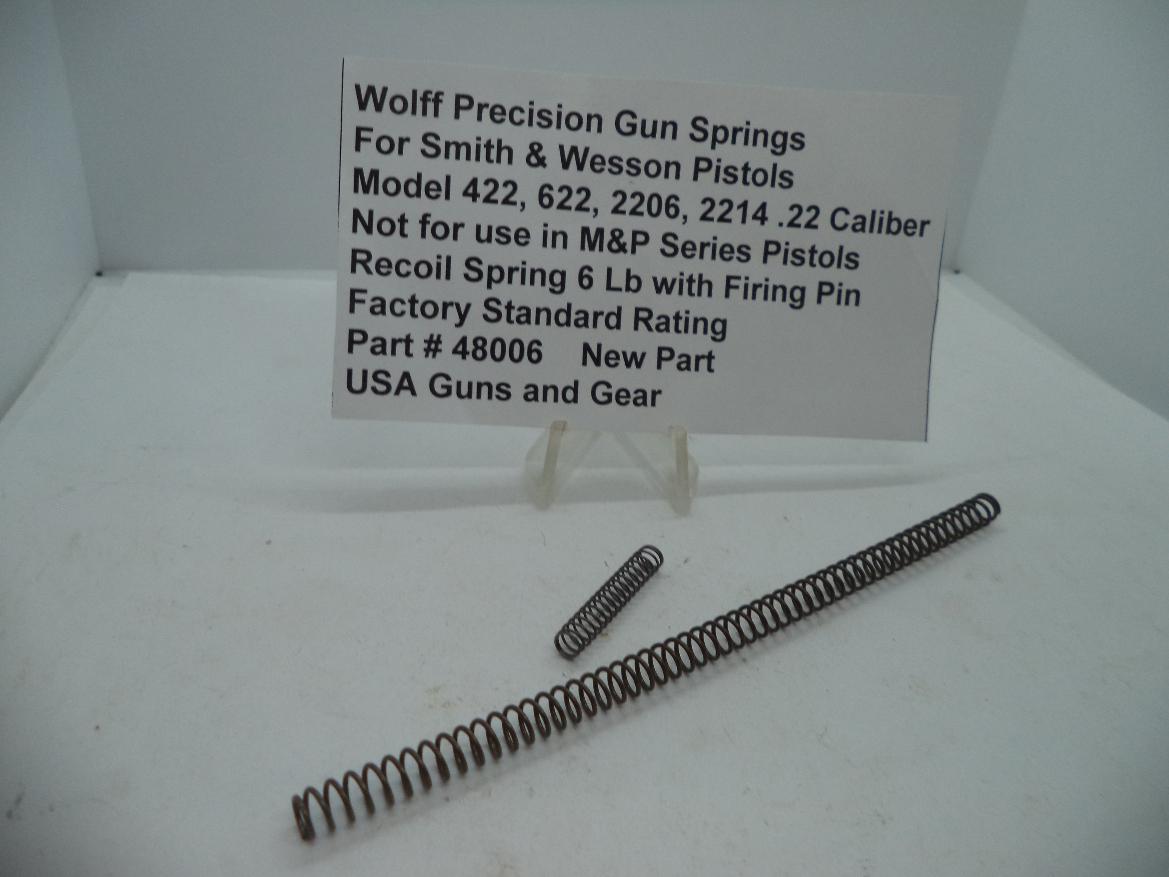 Wolff Recoil Spring with Firing Pin for S&W Model 422/622/2206/2214 .22LR - 6 LB | Part 48006