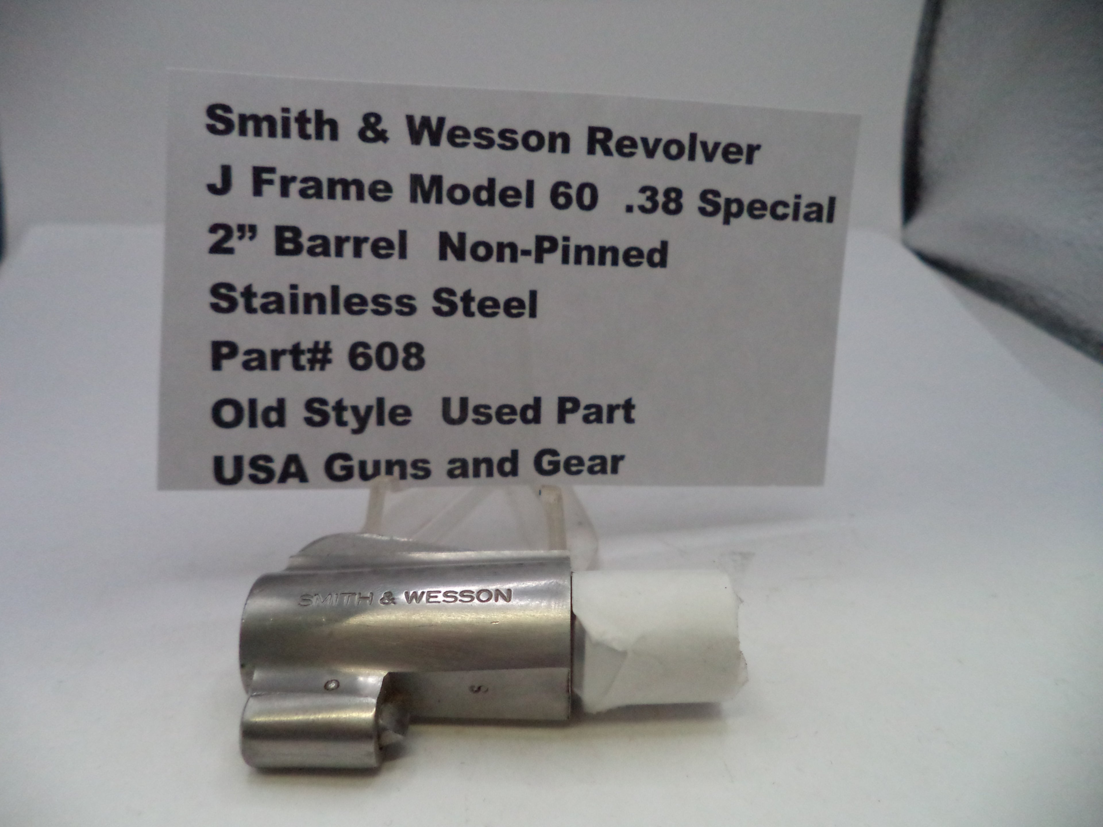 Smith & Wesson J Frame Model 60 .38 Special 2" Barrel Non-Pinned Stainless Steel 608