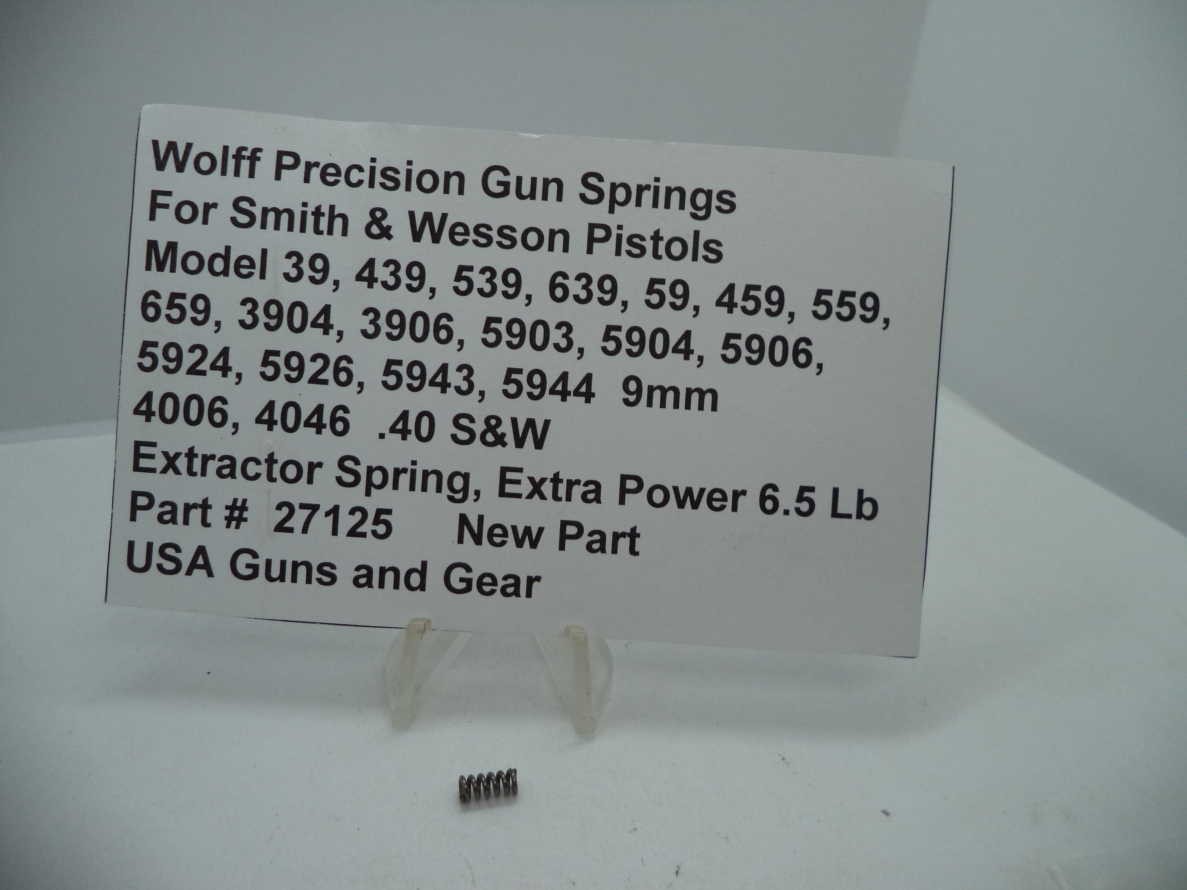 27125 Wolff Smith & Wesson Extractor Spring Model 39 Series 9mm/.40 S&W