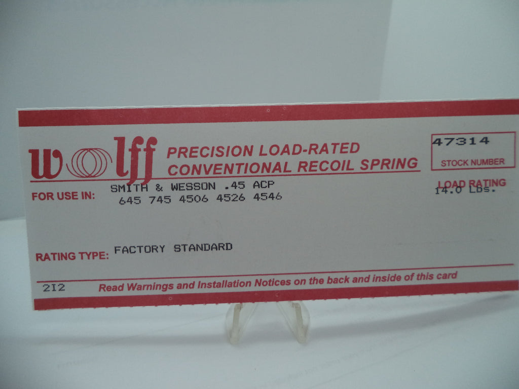Wolff Factory Standard Recoil Spring for S&W 645/745/4506 .45 ACP - 14 LB | Part 47314