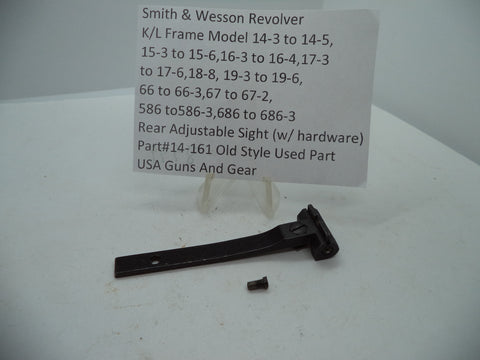 Smith and Wesson Revolver K/L Frame Rear Adjustable Sight W/Hardware Old Style Used Part