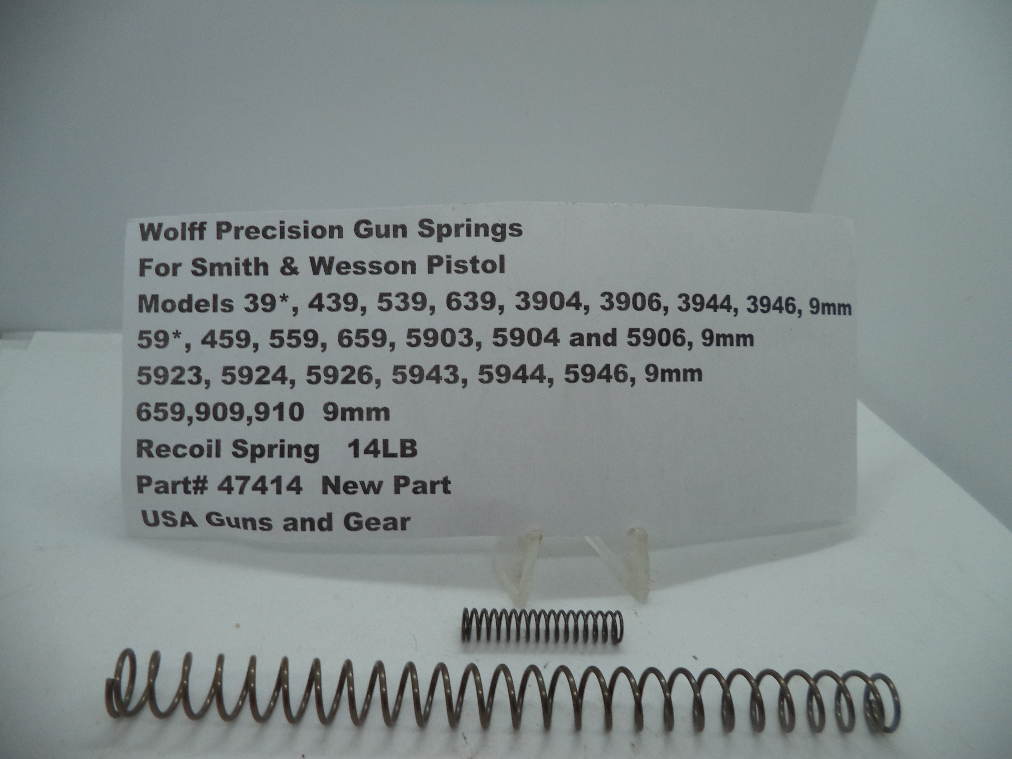 Wolff 47414 Standard Recoil Spring 14LB - S&W Model 5904 39 59 9mm
