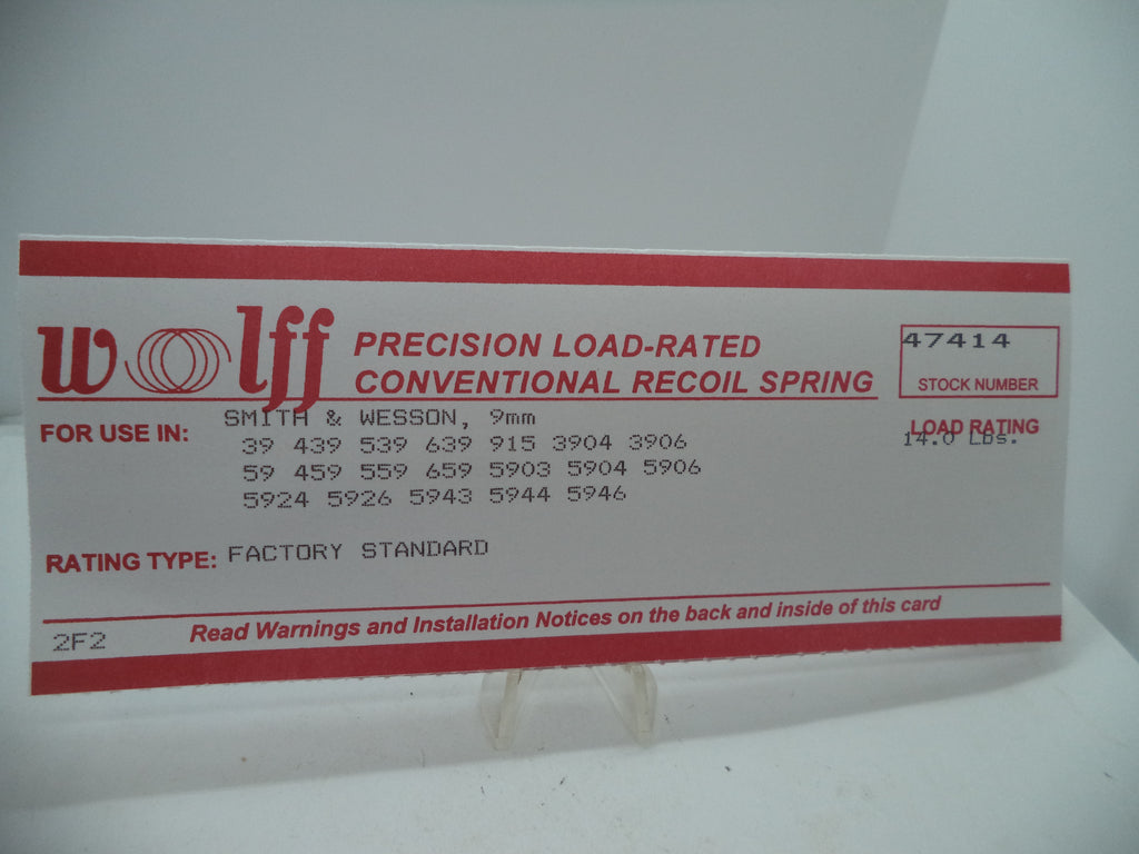 Wolff 47414 Standard Recoil Spring 14LB - S&W Model 5904 39 59 9mm
