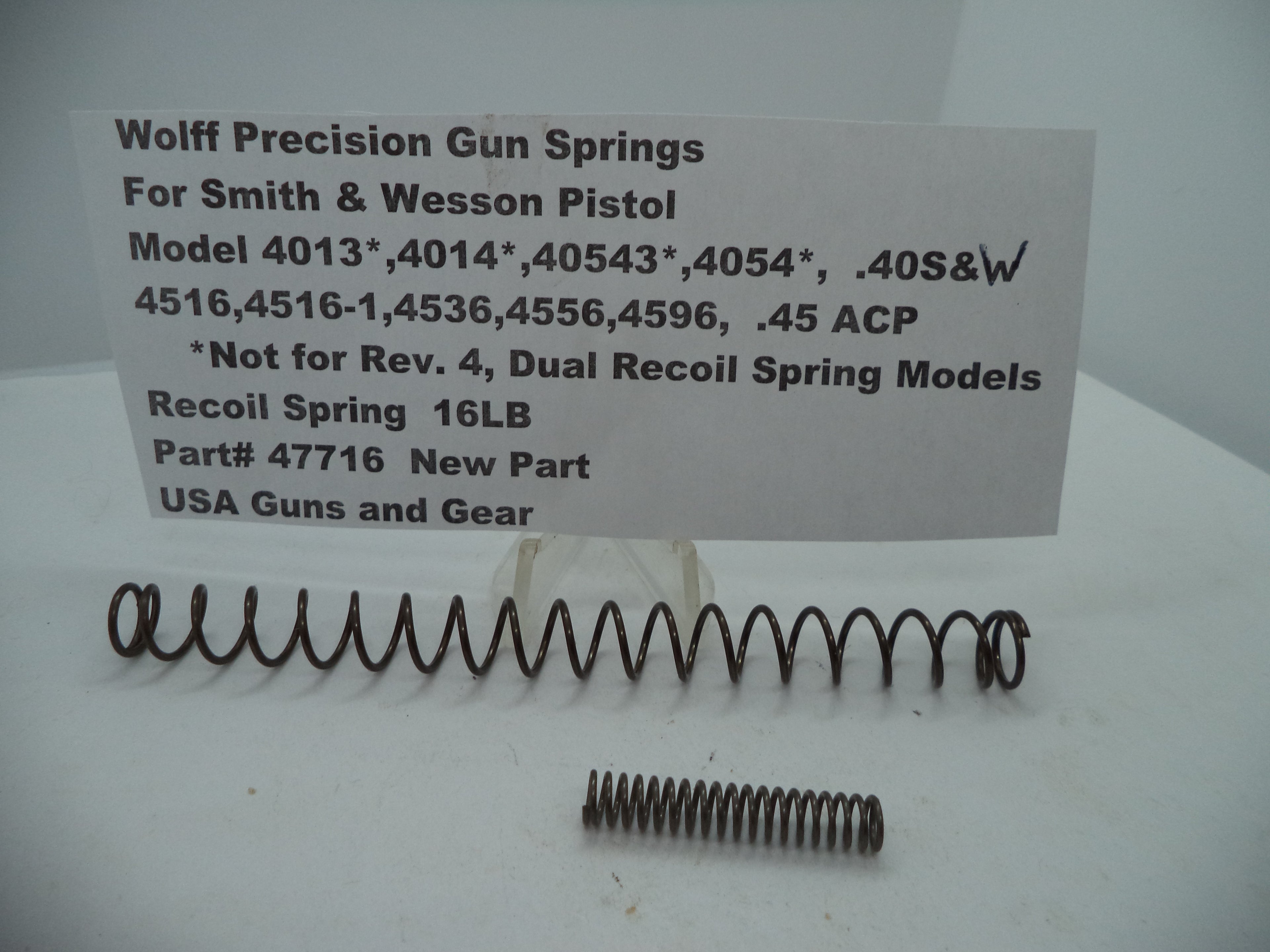 47716 Wolff Recoil Spring 16LB - S&W 4053 4054 4516 4536 4556 4596 .40 .45