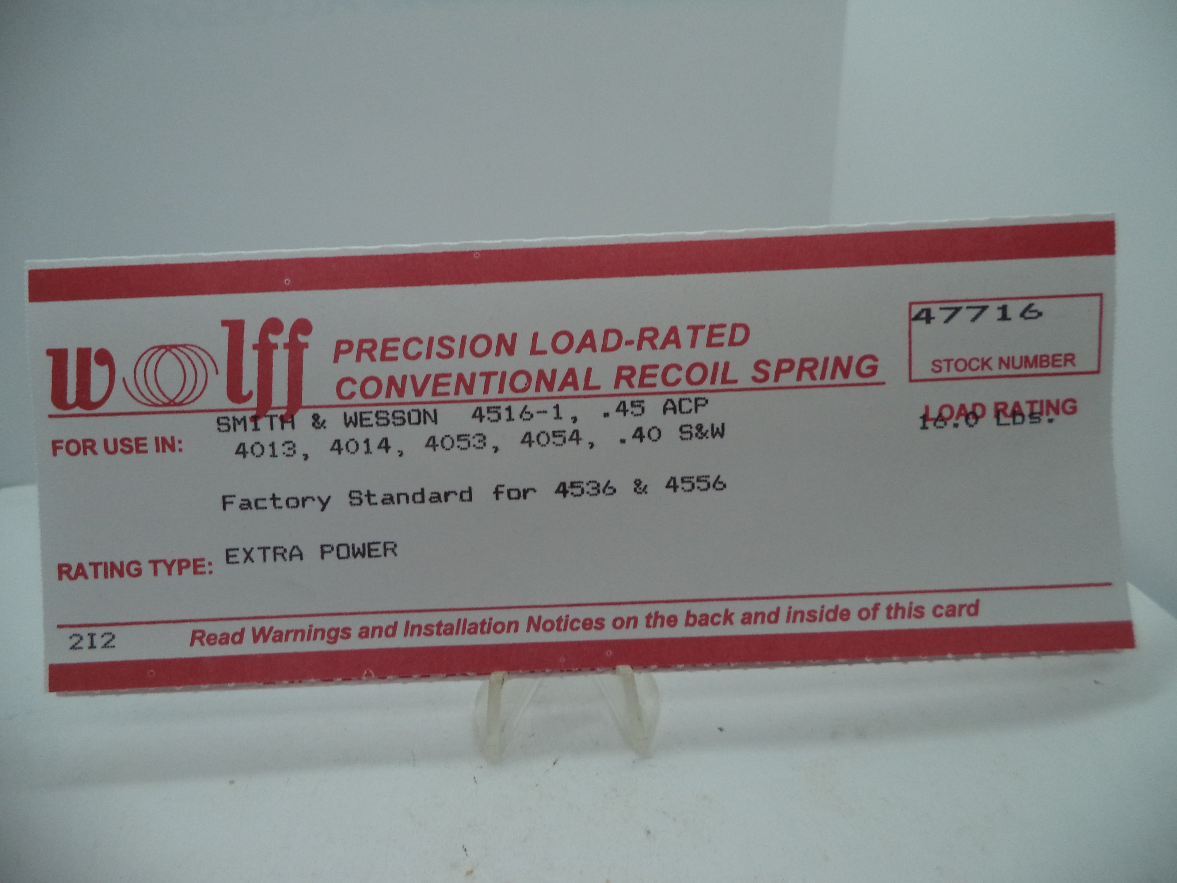 47716 Wolff Recoil Spring 16LB - S&W 4053 4054 4516 4536 4556 4596 .40 .45