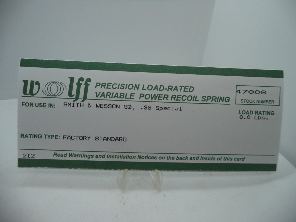 Wolff Factory Standard Recoil Spring for S&W Model 52-2 .38 Special 8LB - 47008
