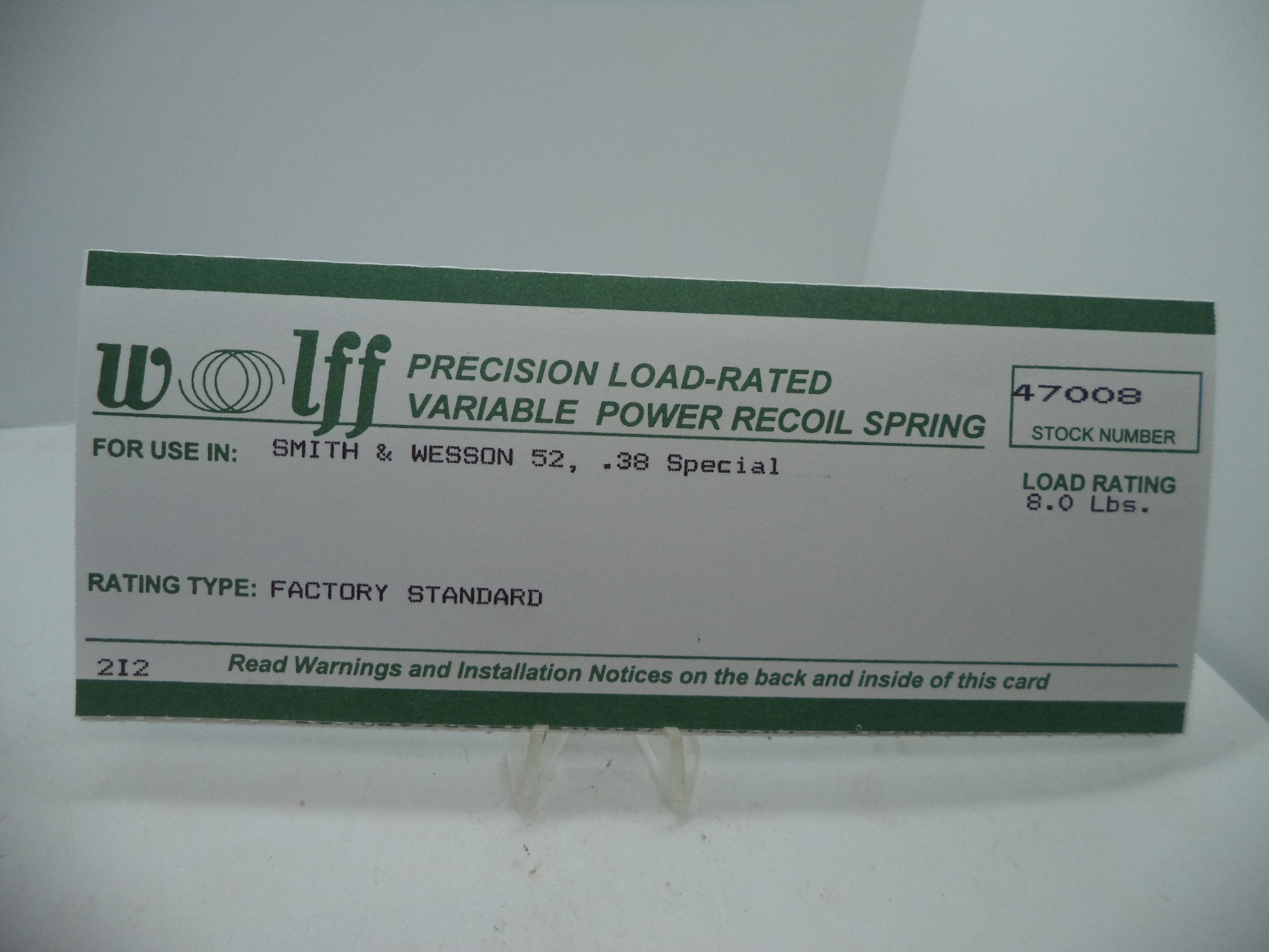Wolff Factory Standard Recoil Spring for S&W Model 52-2 .38 Special 8LB - 47008