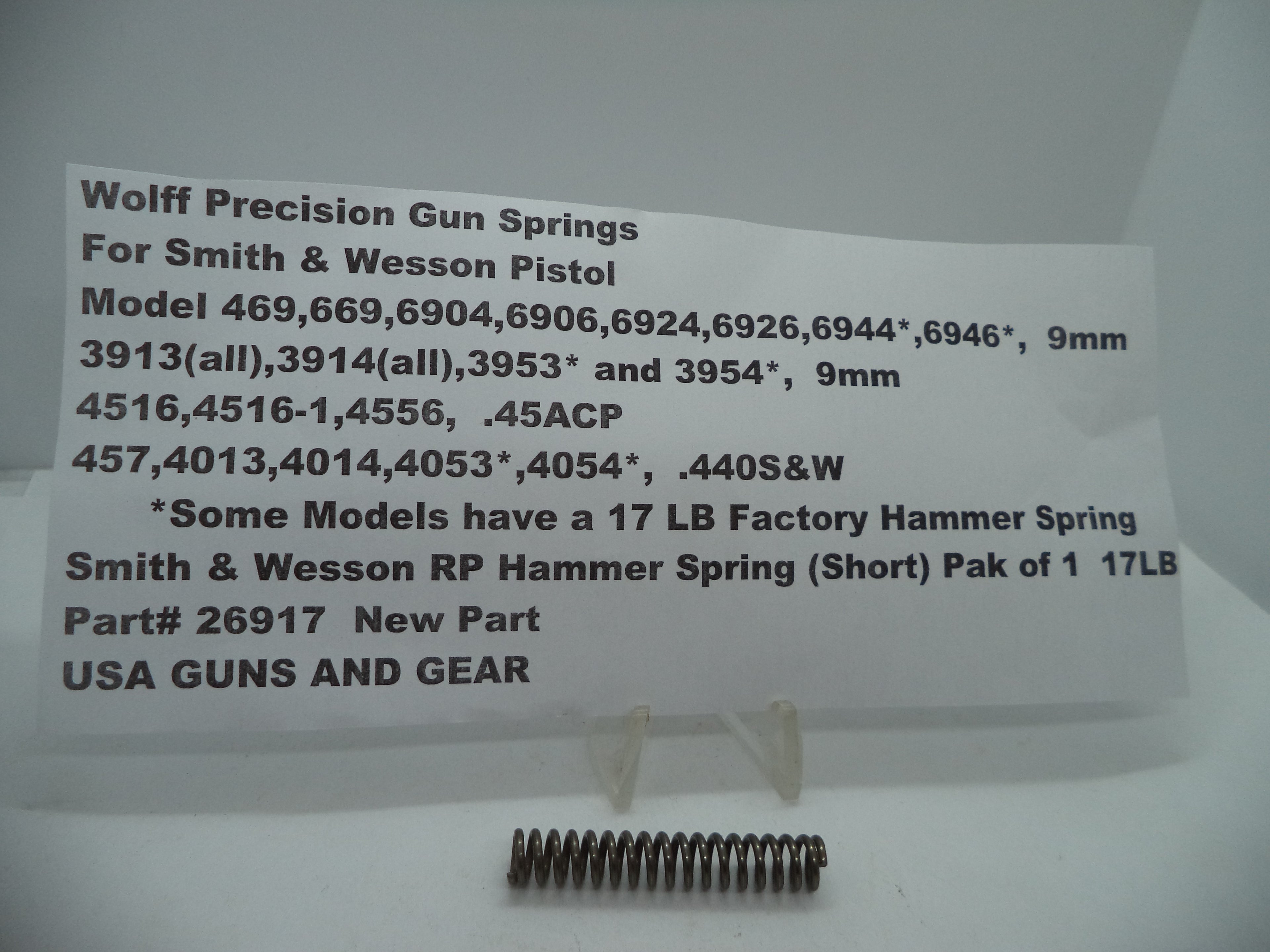 Wolff Hammer Spring 17LB for S&W 469/669/6904/6906/6924/6926/6944/6946 9mm - 26917