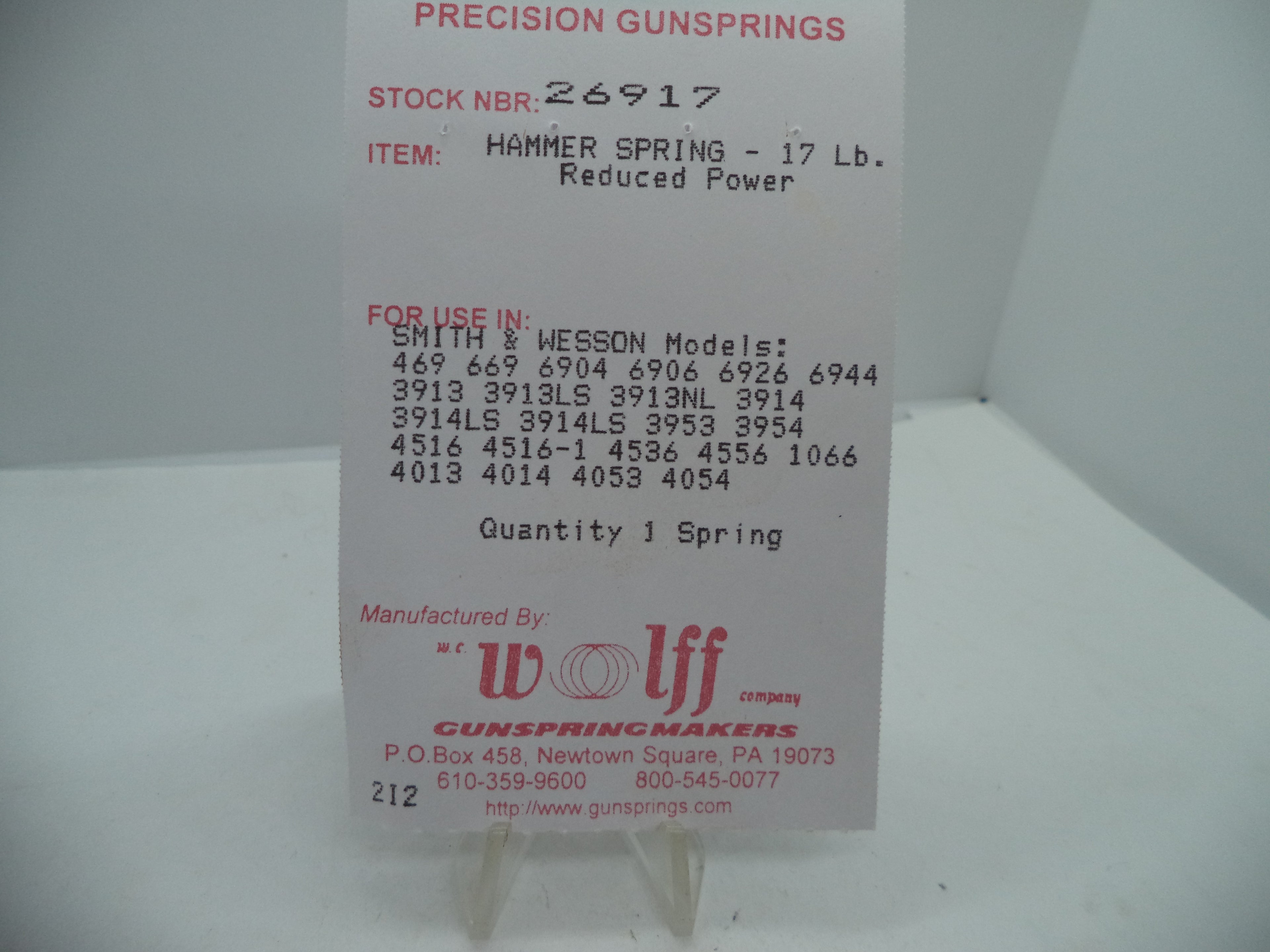 Wolff Hammer Spring 17LB for S&W 469/669/6904/6906/6924/6926/6944/6946 9mm - 26917