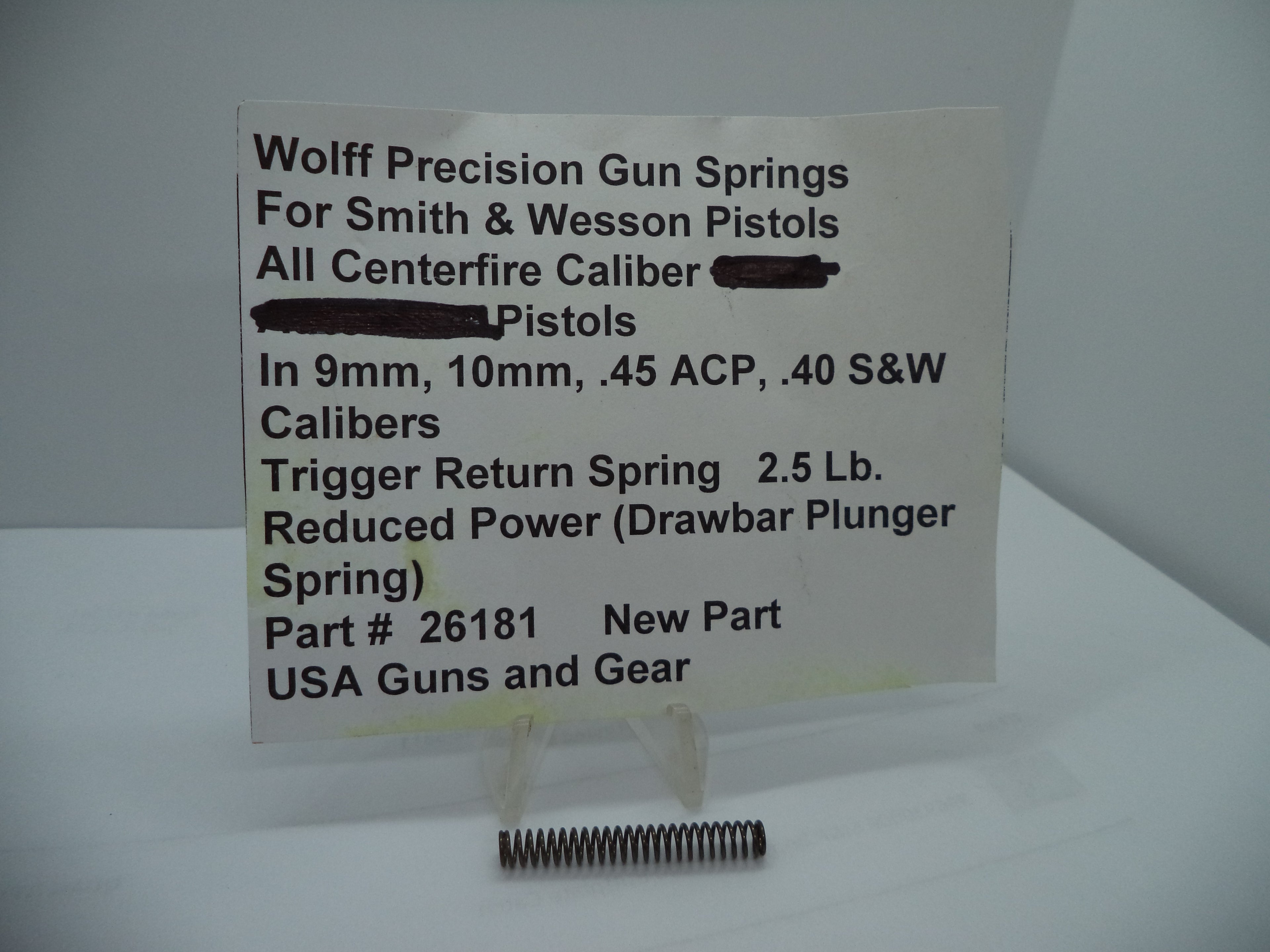 Wolff Trigger Return Spring for S&W Centerfire Pistols - 2.5 LB | 9mm/10mm/.40/.45 | Part 26181