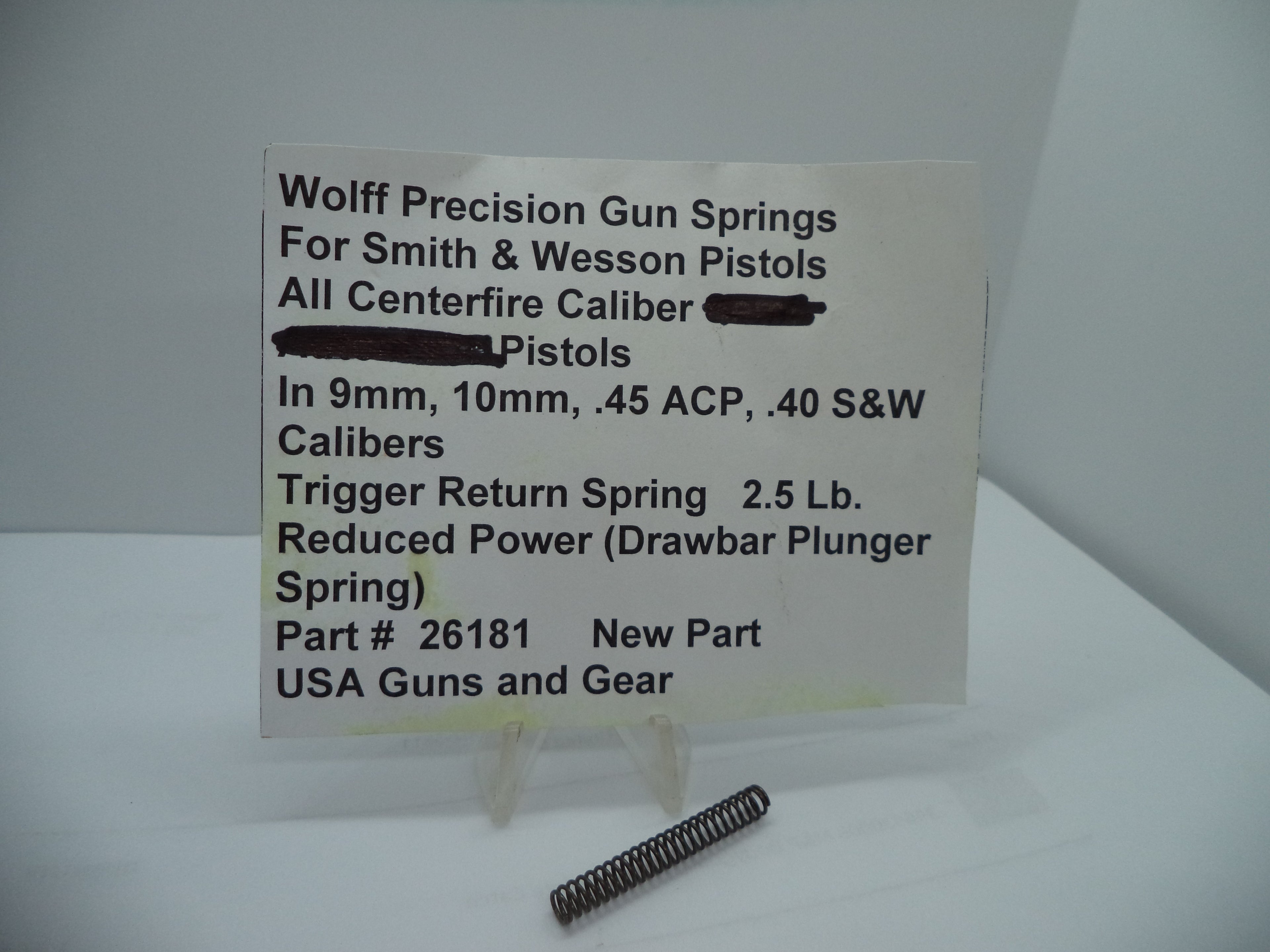Wolff Trigger Return Spring for S&W Centerfire Pistols - 2.5 LB | 9mm/10mm/.40/.45 | Part 26181