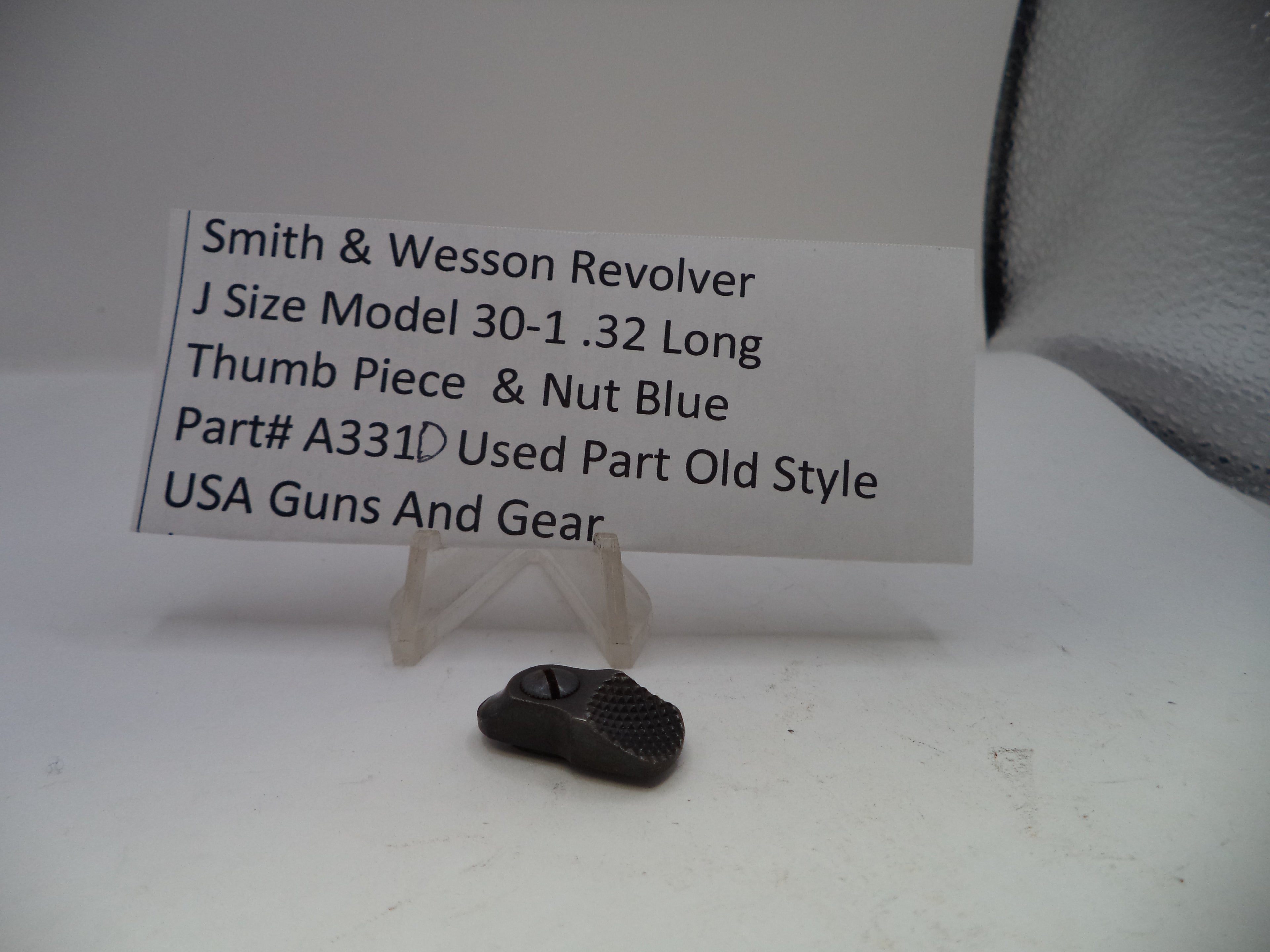 Smith & Wesson J Frame Thumb Piece & Nut Blue Steel .32 Long Model 30-1 Used OEM A331D