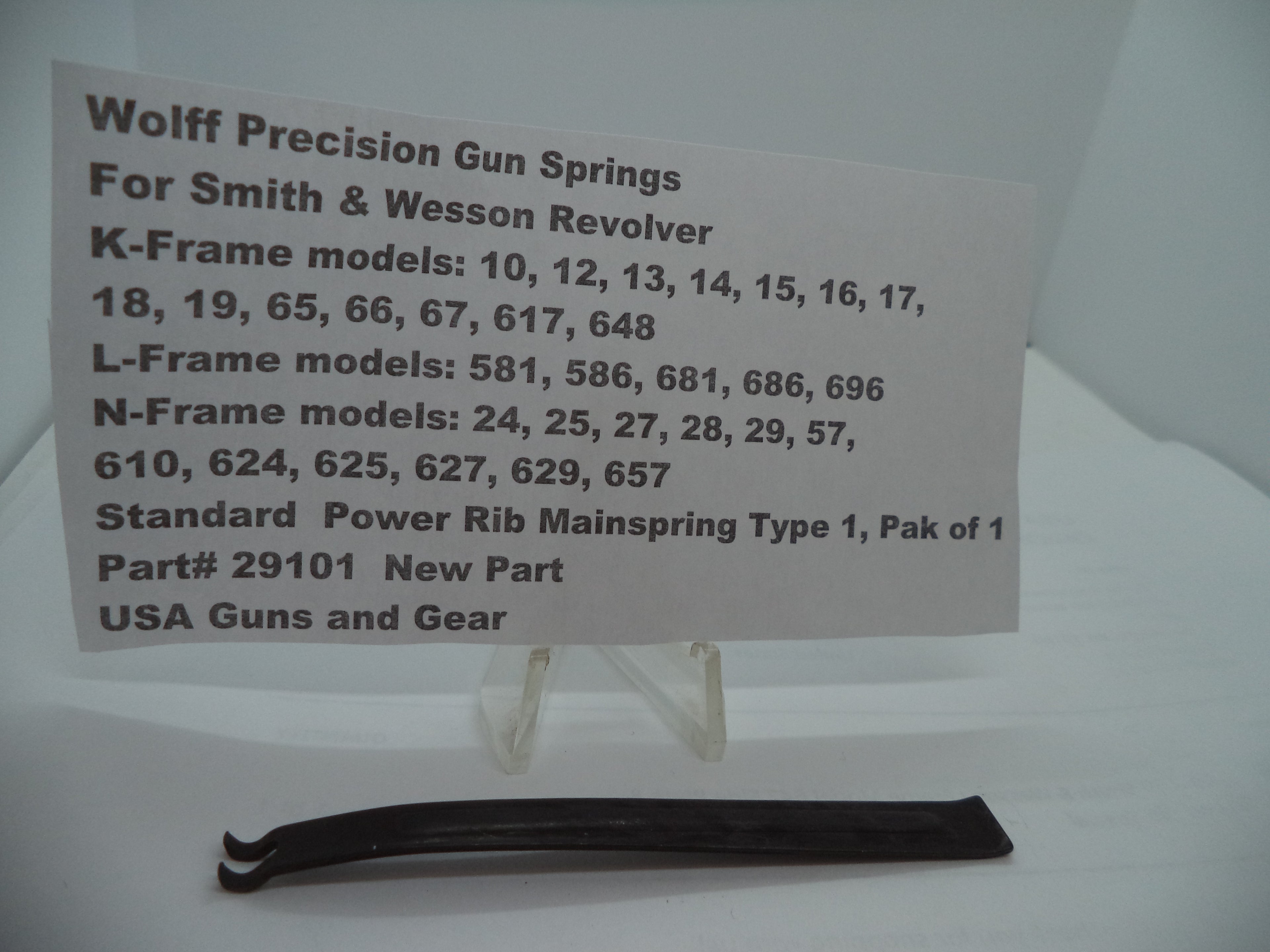 29101 Wolff S&W K, L & N Frame Multi Model Standard Power Rib Mainspring