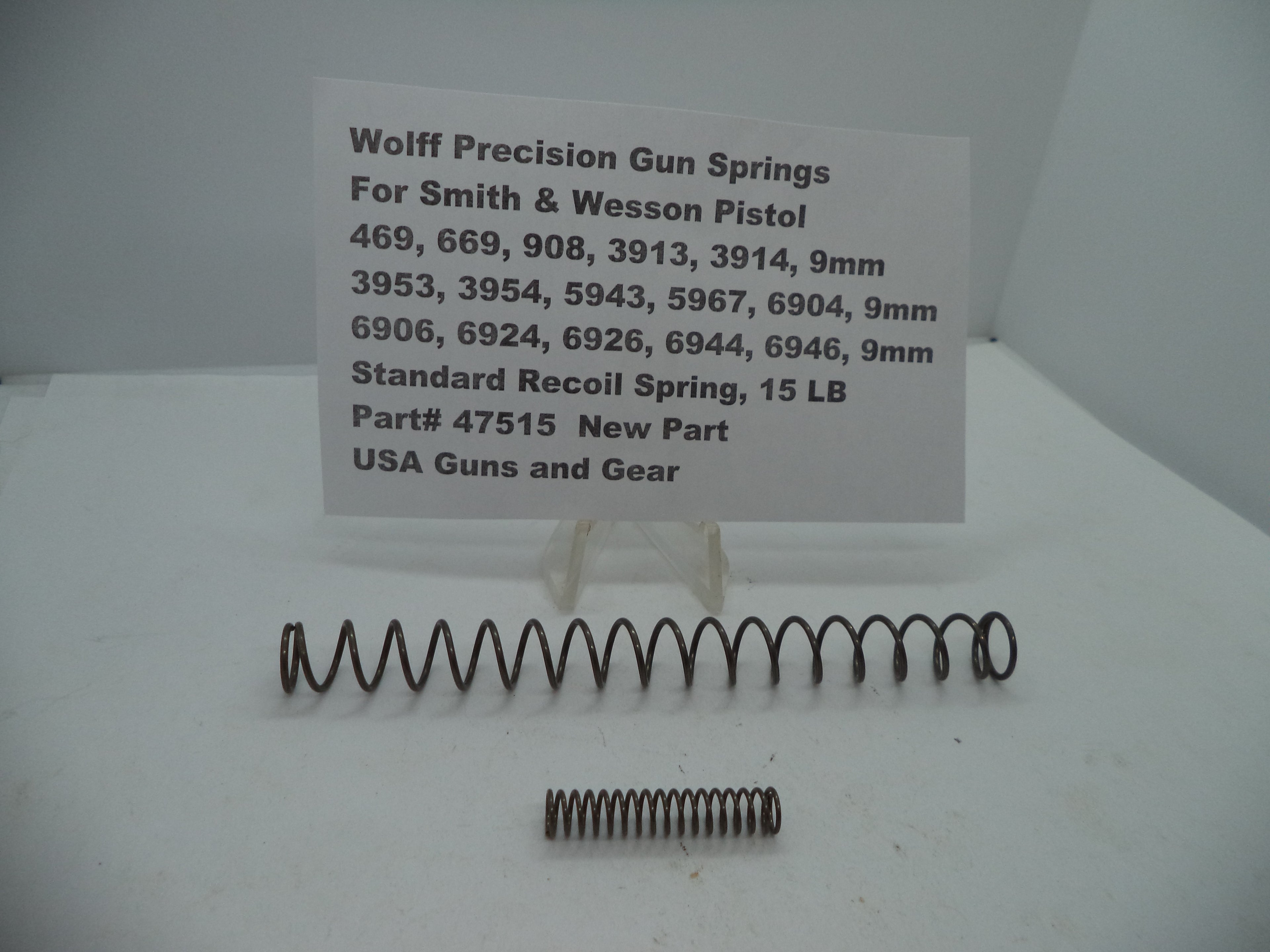 Wolff Factory Standard Recoil Spring for S&W 469/669/908/3913/3914/3953/3954/5943/5967/6904/6906/6924/6926/6944/6946 - 15 LB | Part 47515