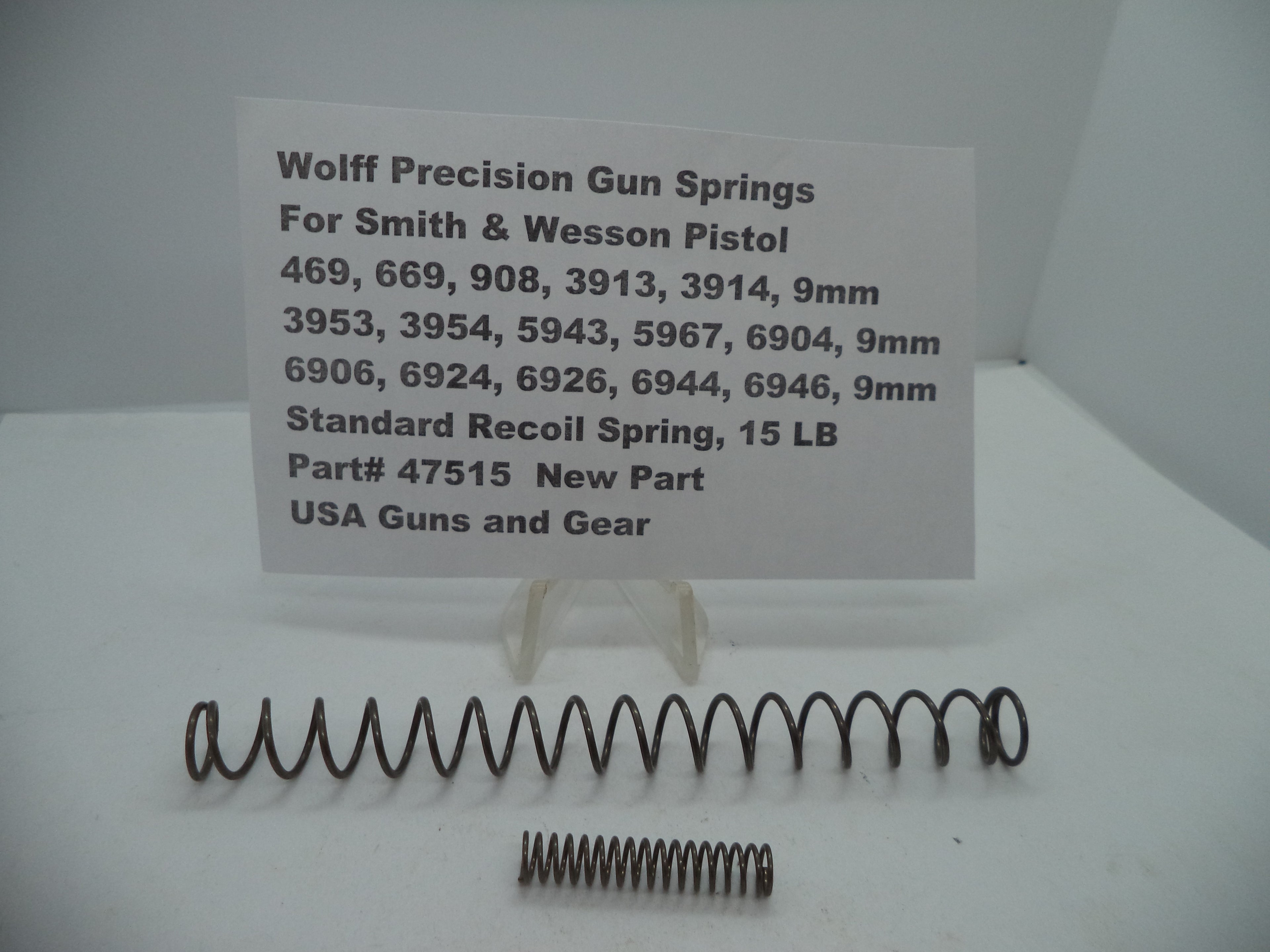 Wolff Factory Standard Recoil Spring for S&W 469/669/908/3913/3914/3953/3954/5943/5967/6904/6906/6924/6926/6944/6946 - 15 LB | Part 47515