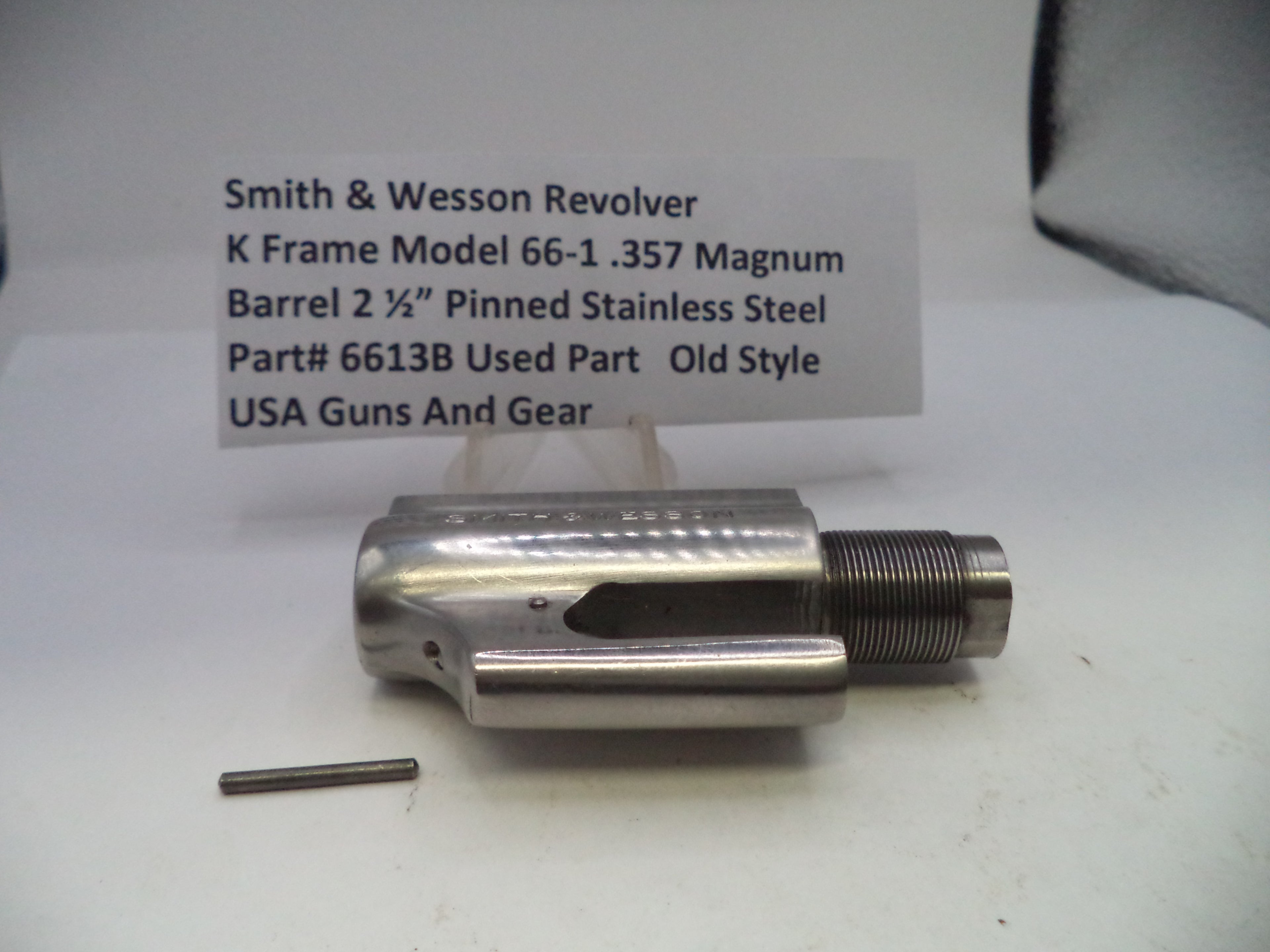 Smith & Wesson K Frame Model 66-1 Barrel 2.5" Pinned Stainless Steel .357 Magnum 6613B
