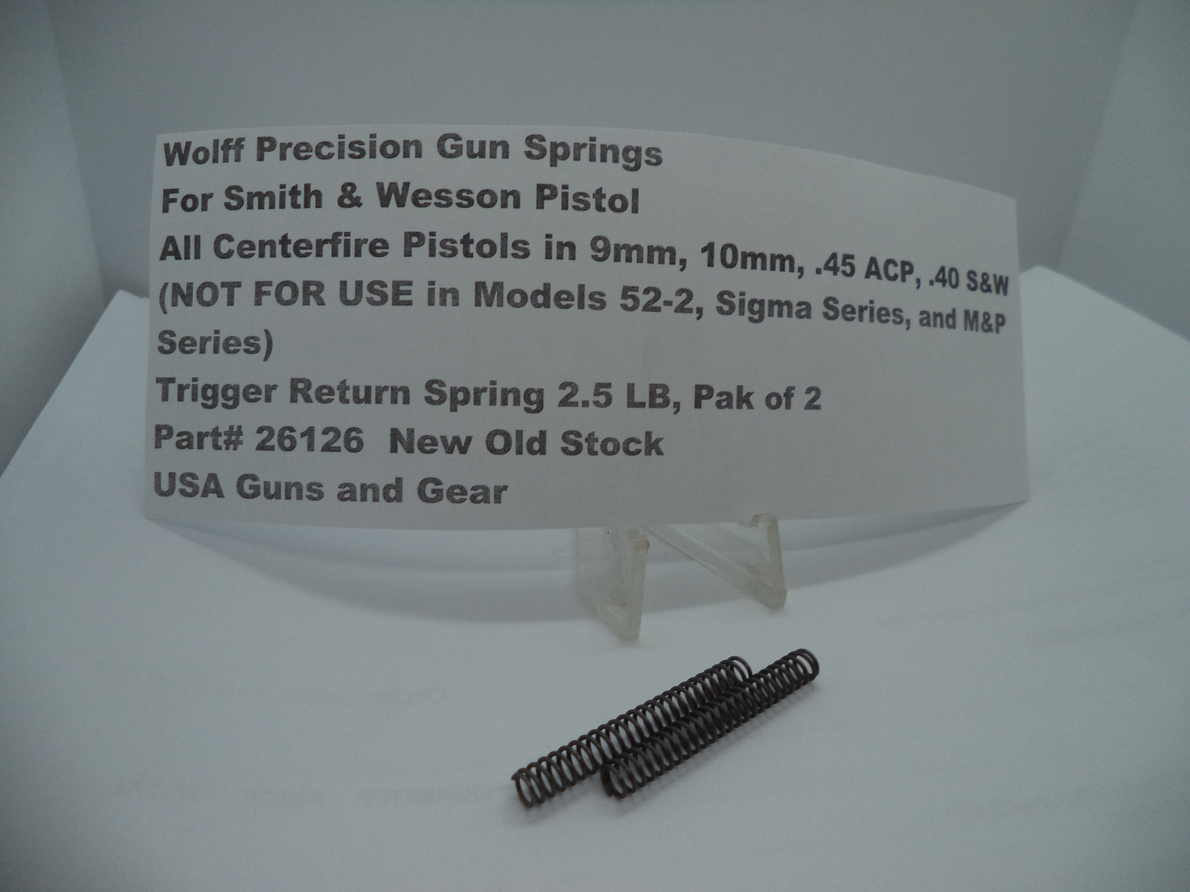 Wolff Trigger Return Spring for S&W Centerfire Pistols - 2.5 LB 2-Pack | 9mm/10mm/.40/.45 | Part 26126
