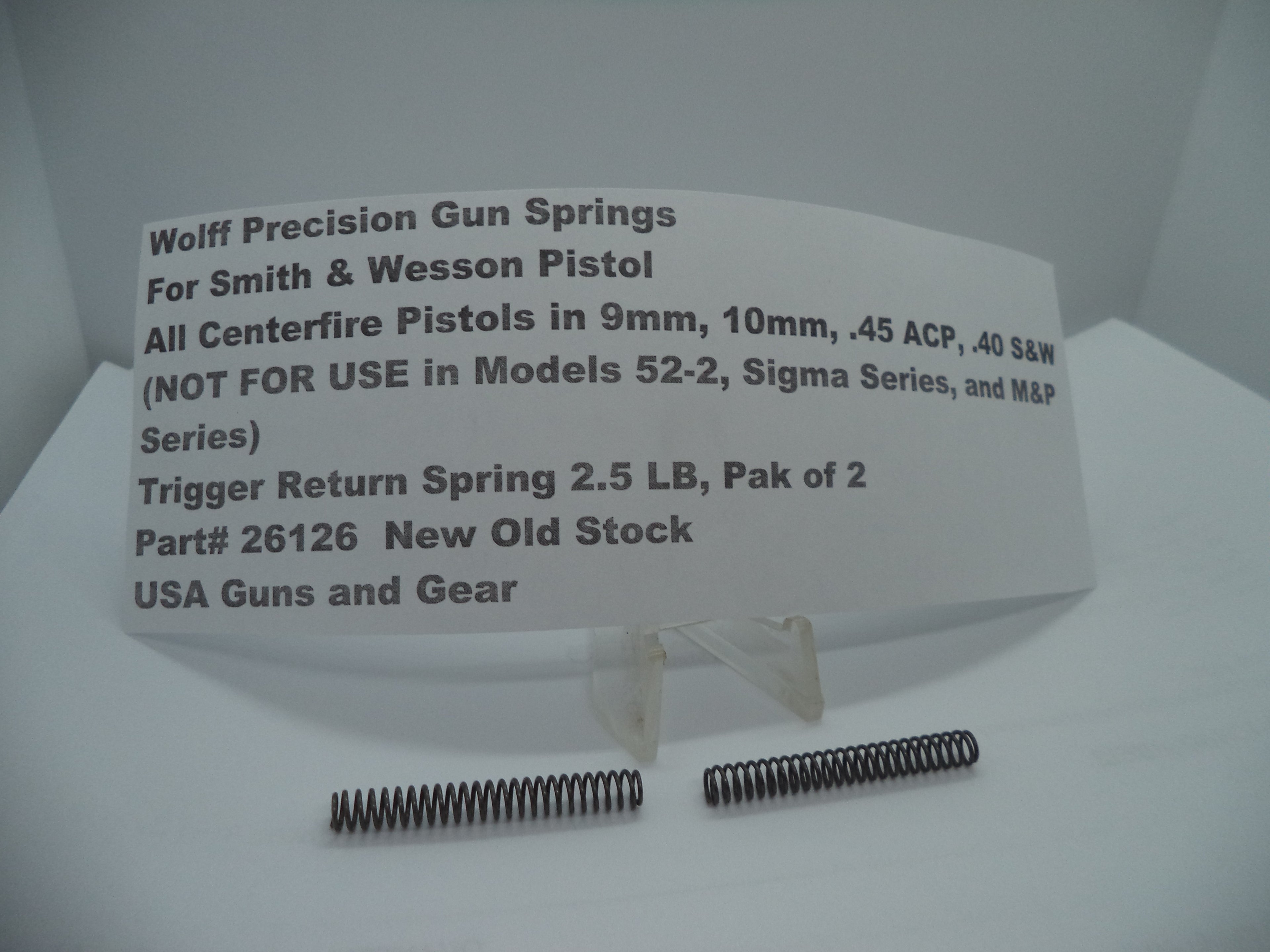 Wolff Trigger Return Spring for S&W Centerfire Pistols - 2.5 LB 2-Pack | 9mm/10mm/.40/.45 | Part 26126