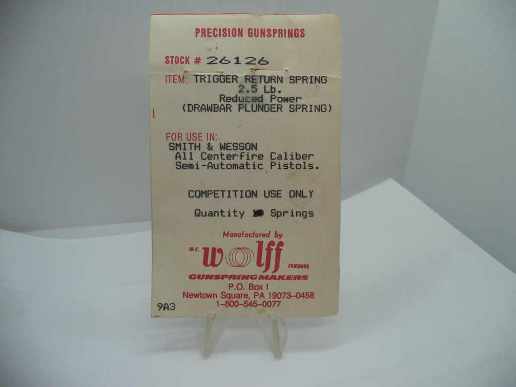 Wolff Trigger Return Spring for S&W Centerfire Pistols - 2.5 LB 2-Pack | 9mm/10mm/.40/.45 | Part 26126