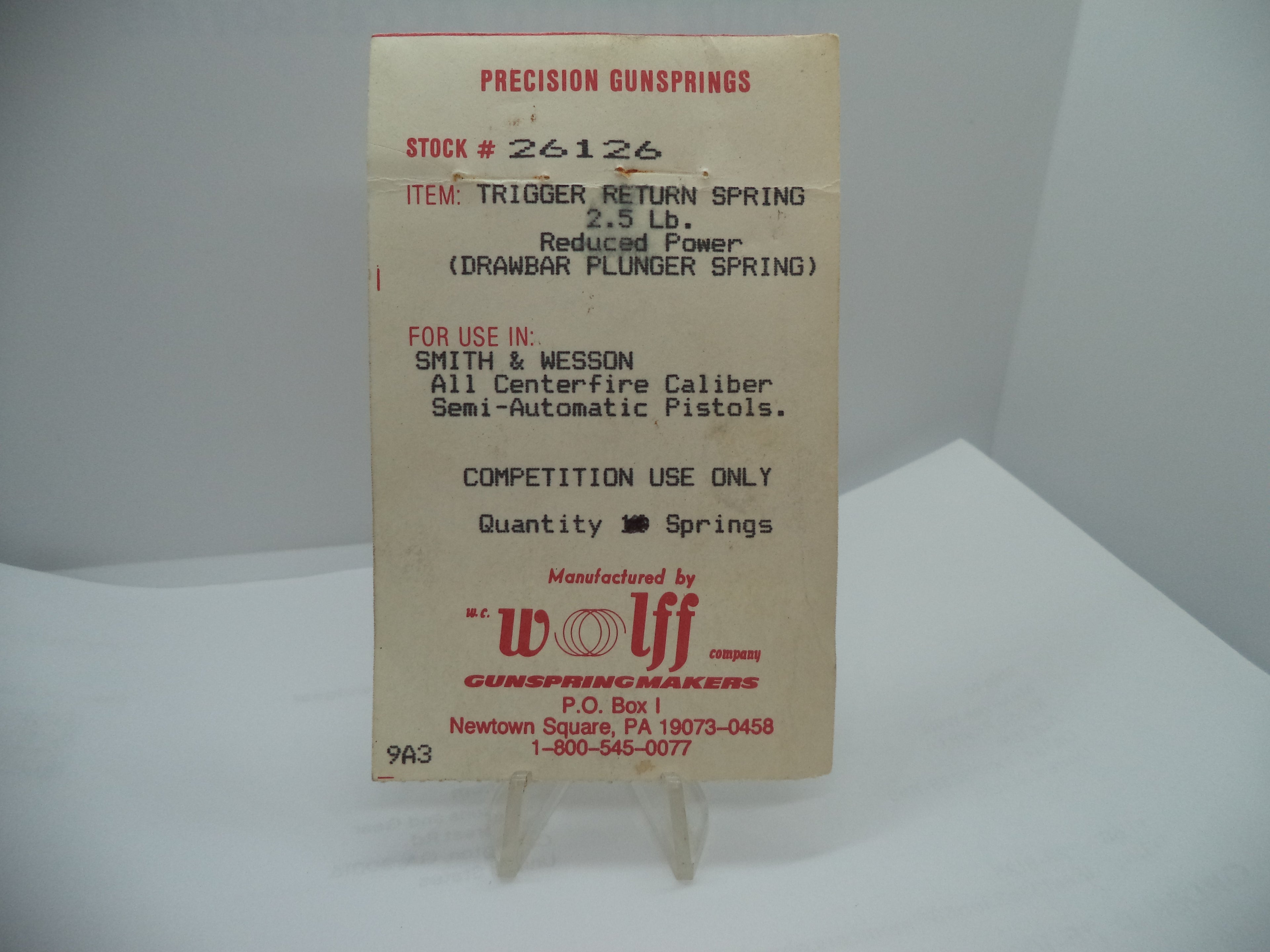 Wolff Trigger Return Spring for S&W Centerfire Pistols - 2.5 LB 2-Pack | 9mm/10mm/.40/.45 | Part 26126